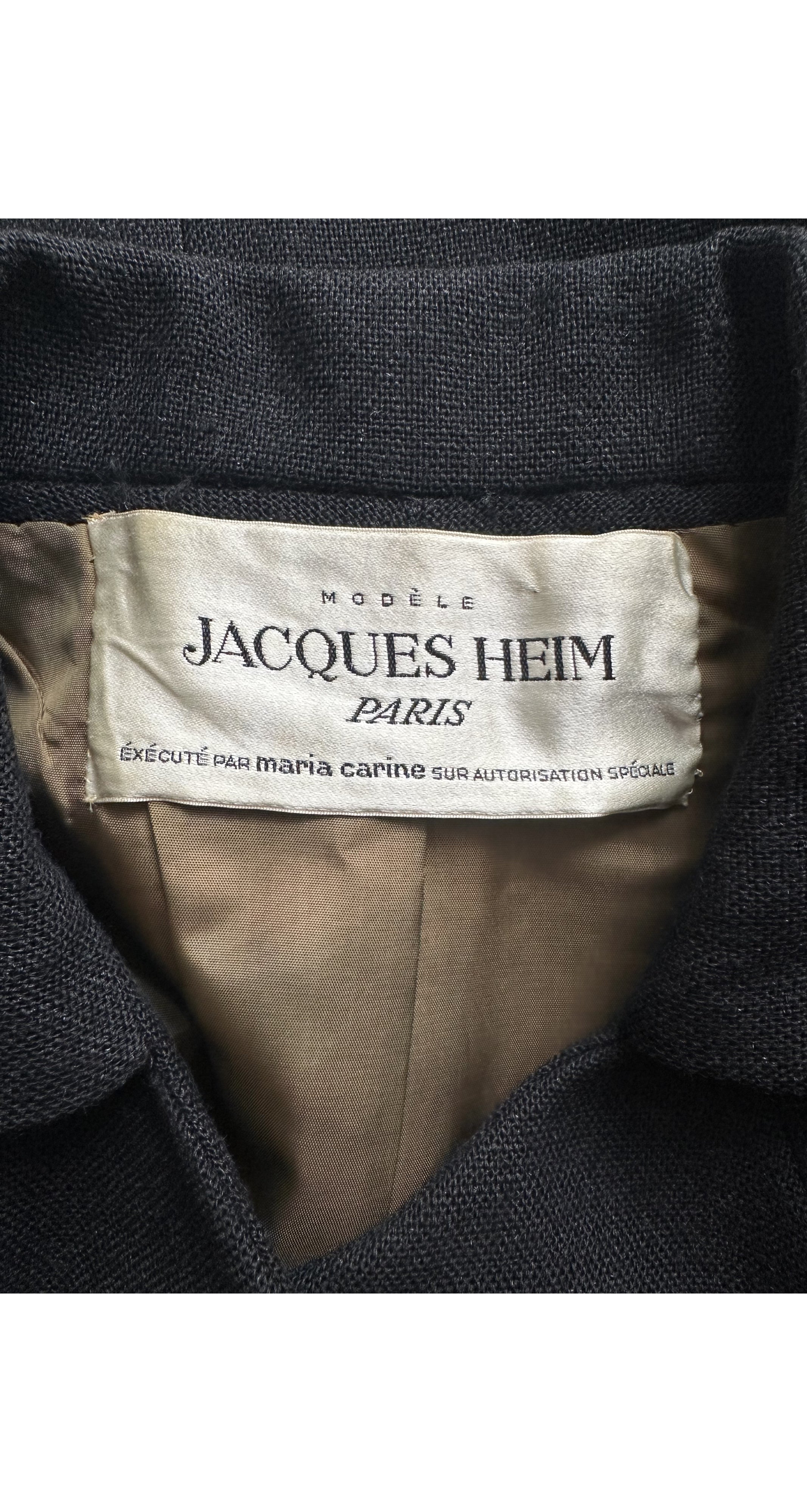 1960s Black Wool Leather Tie Cuff Cropped Jacket