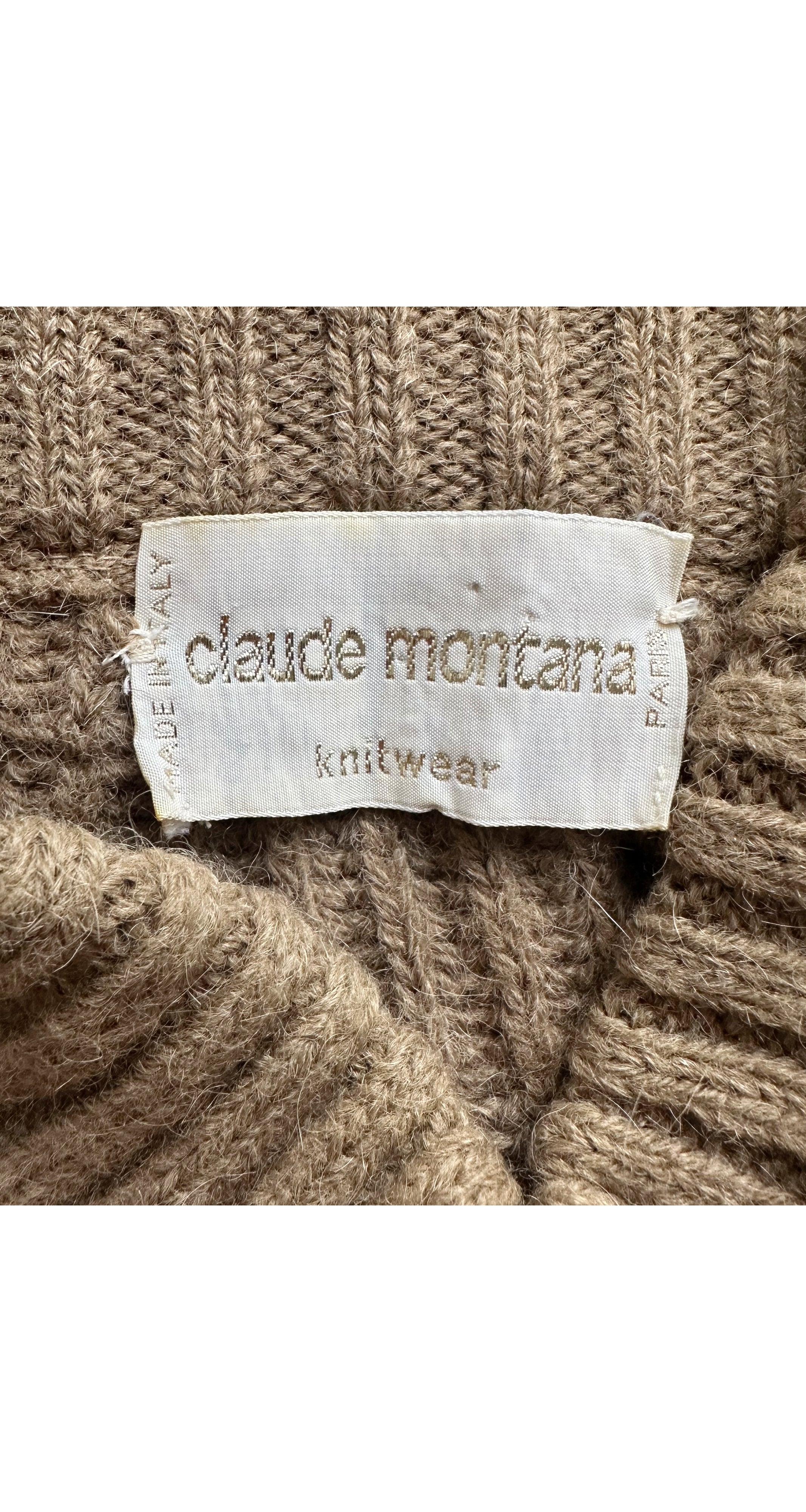 1983-84 F/W Beige Alpaca Knit & Leather Sweater