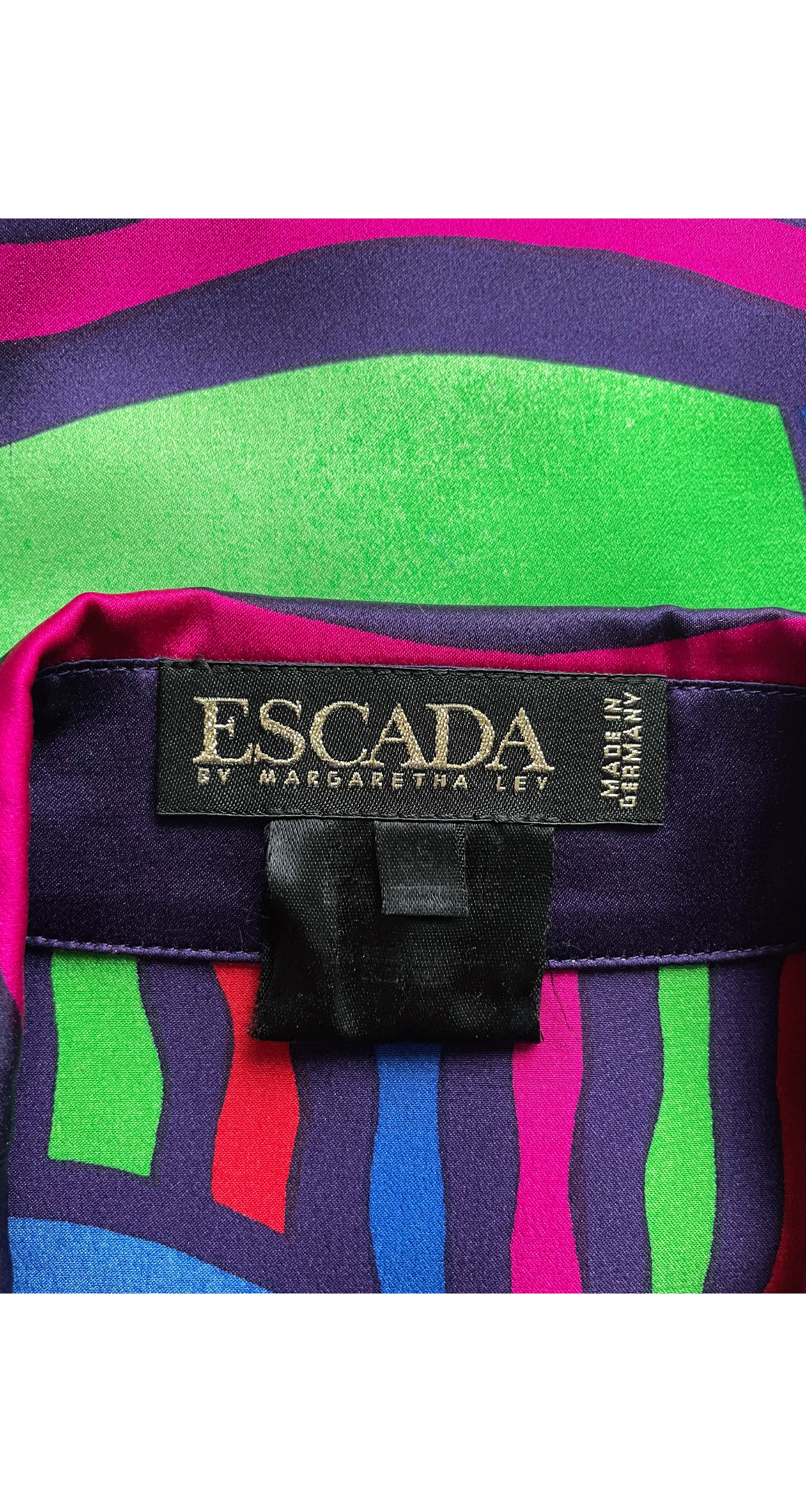 1991 F/W Geometric Face Print Silk Collared Blouse