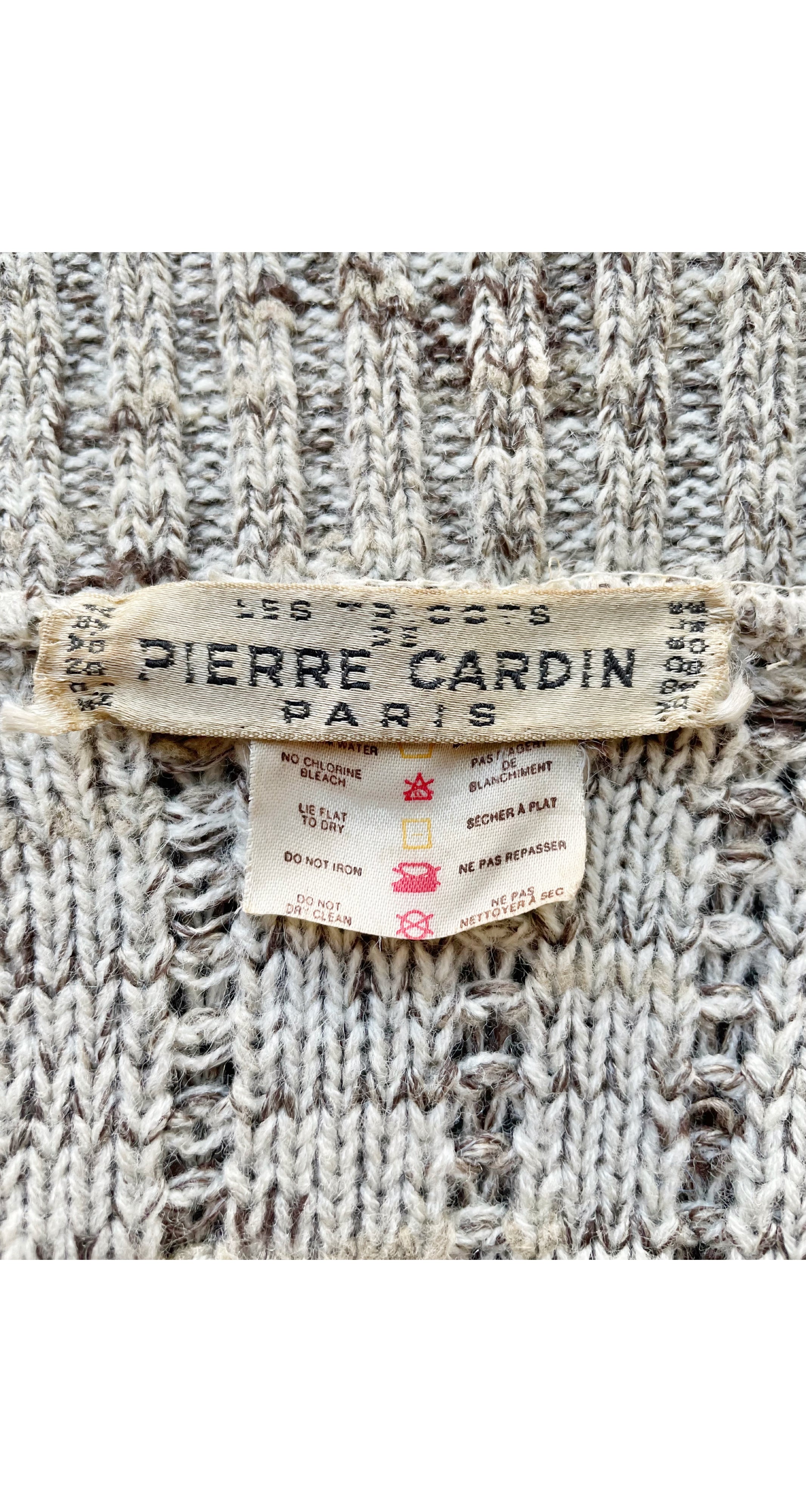 1970s Beige Ribbed Knit Long Cardigan Sweater