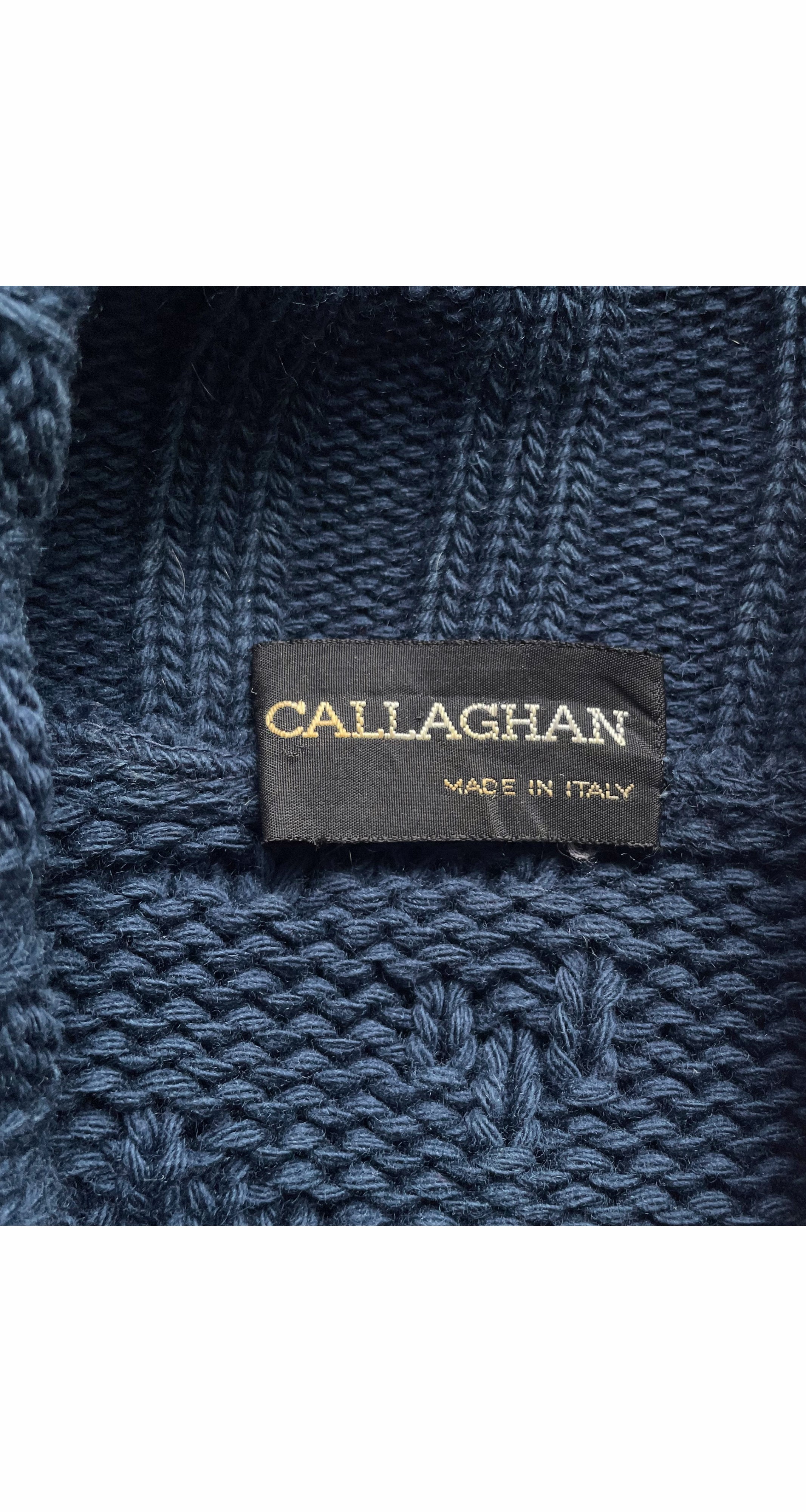 1980s Dark Blue Cotton Knit Oversized Sweater