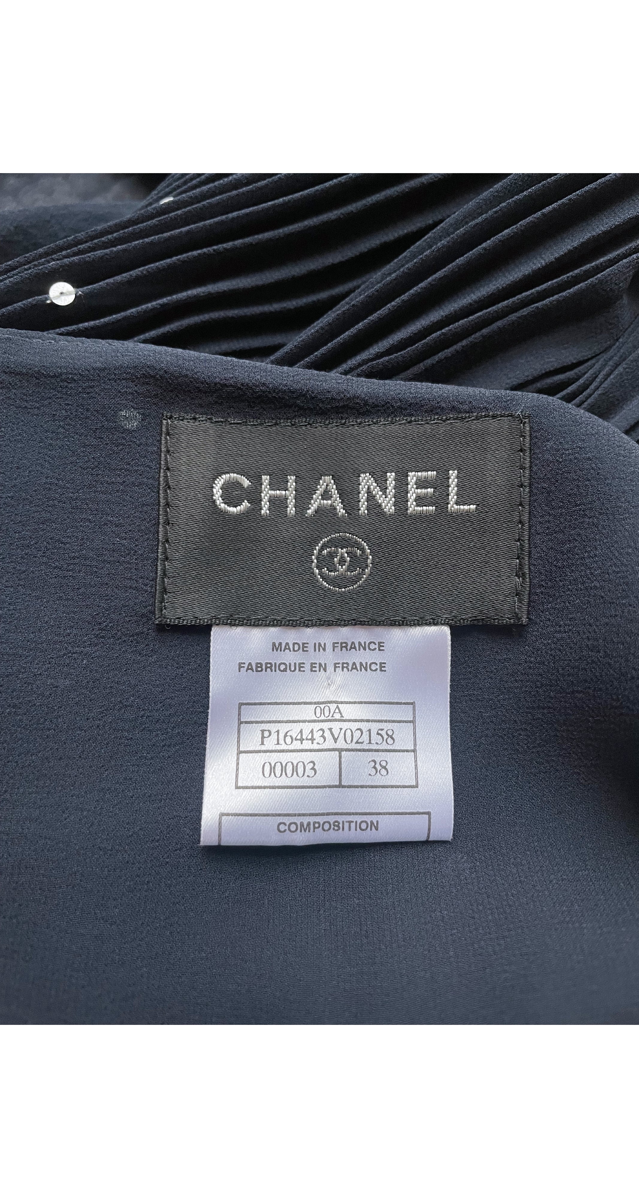 2000-01 F/W Sequin Navy Silk Chiffon Pleated Jumpsuit