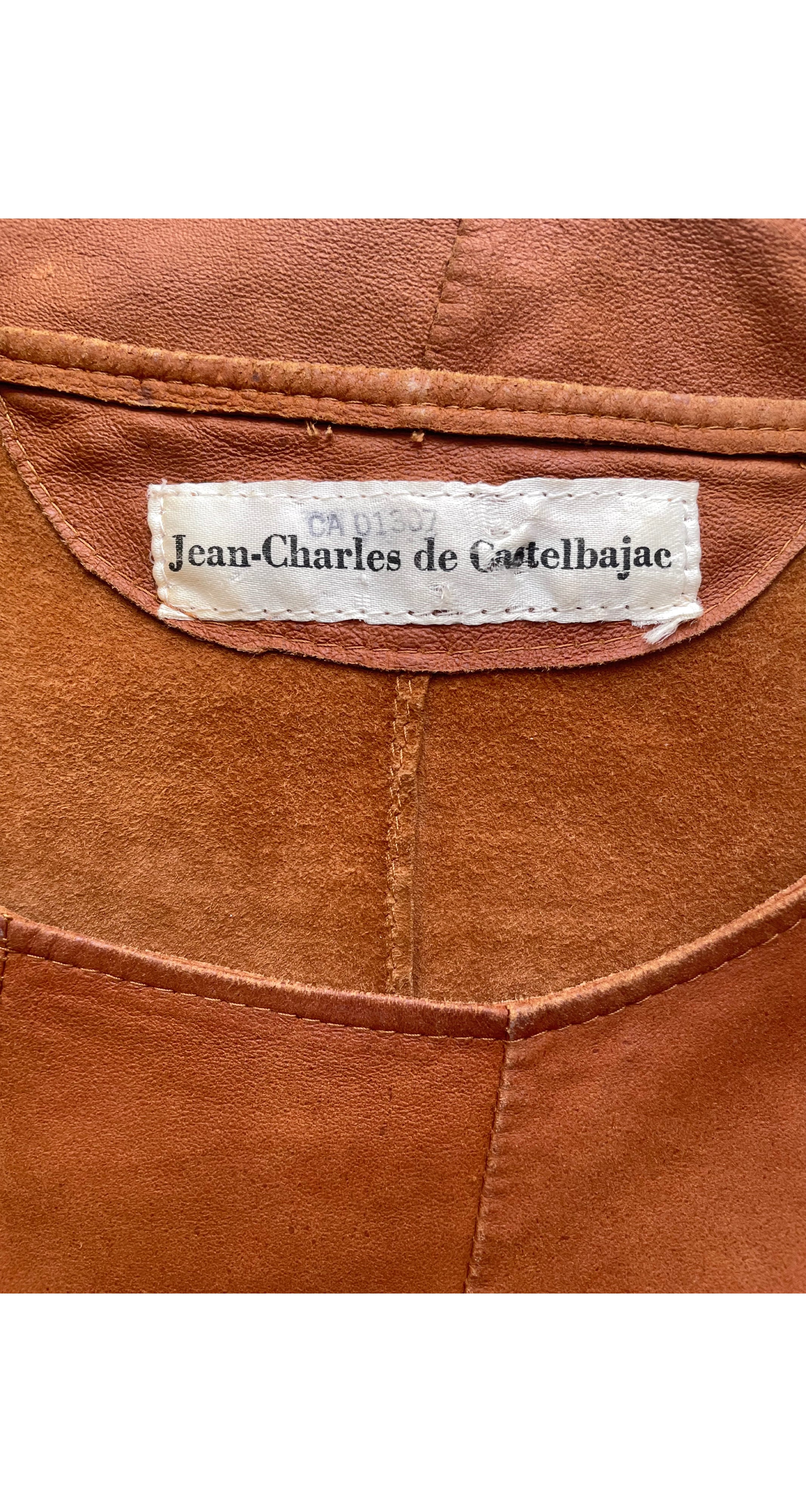 1979 S/S Tan Panel Leather Long Sleeve Top