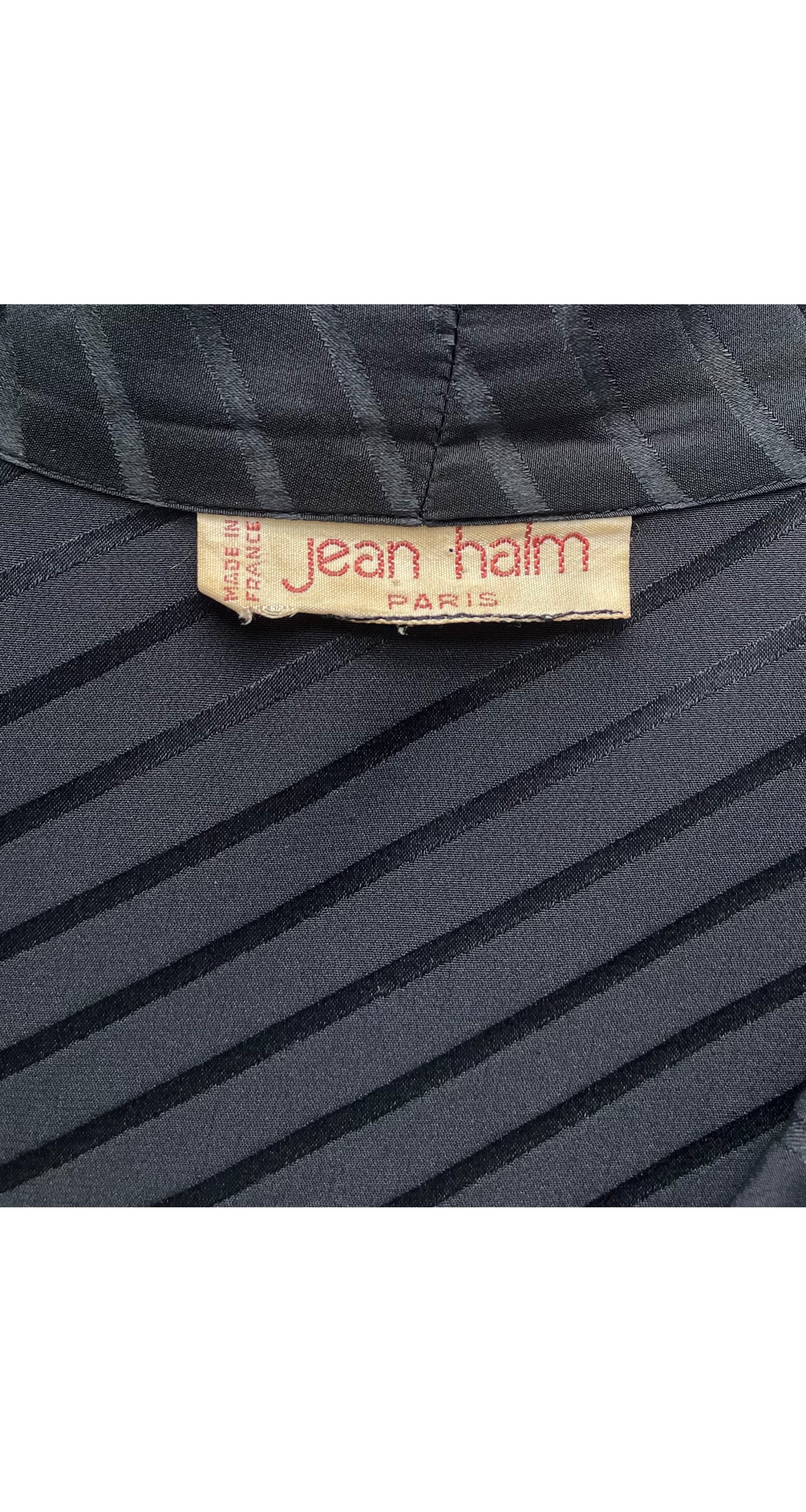 1970s Black Silk Ruffle Collar Tie-Neck Dress