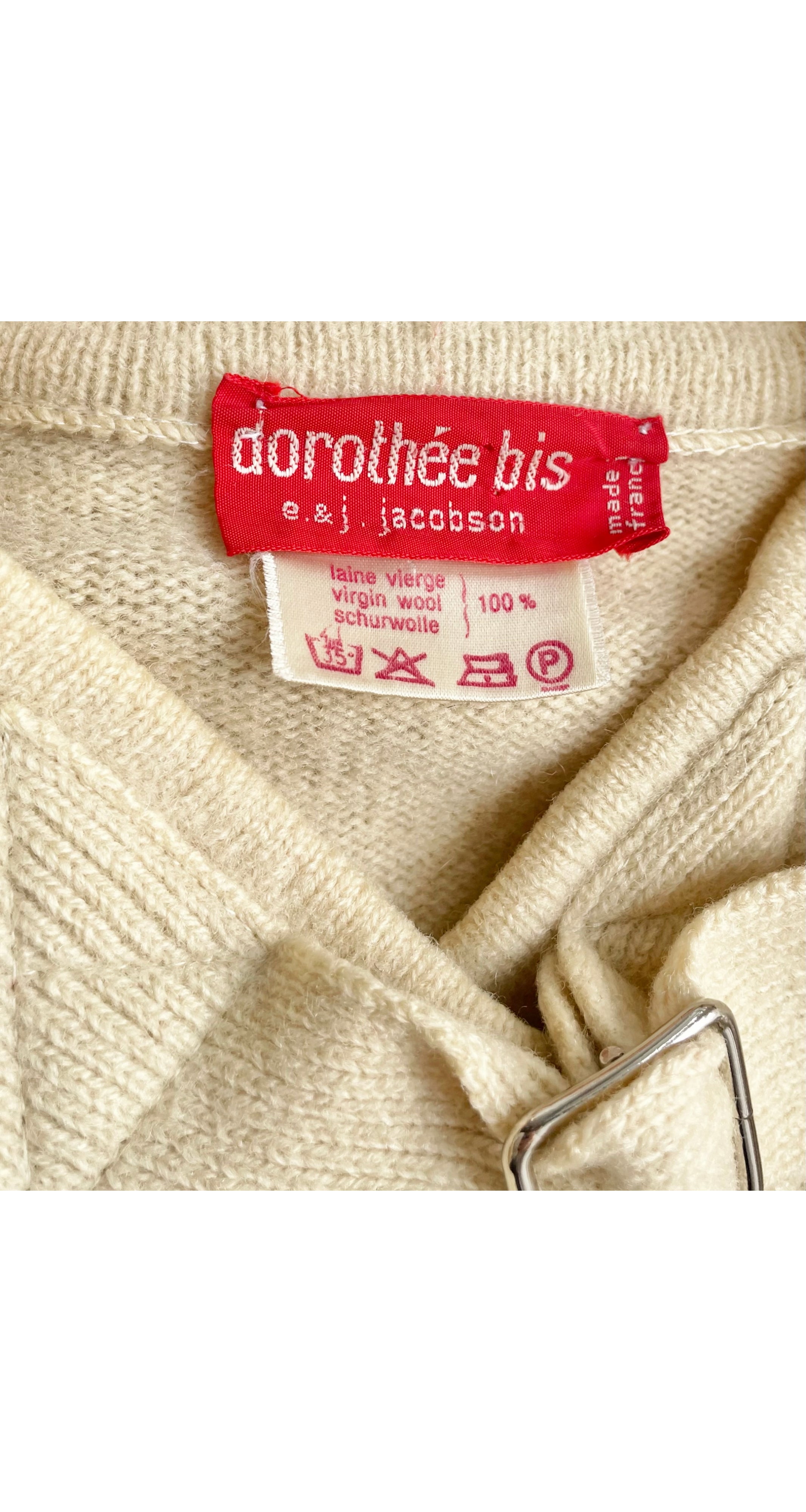 1981-82 F/W Cream Wool Knit Buckle Strap Sweater Coat