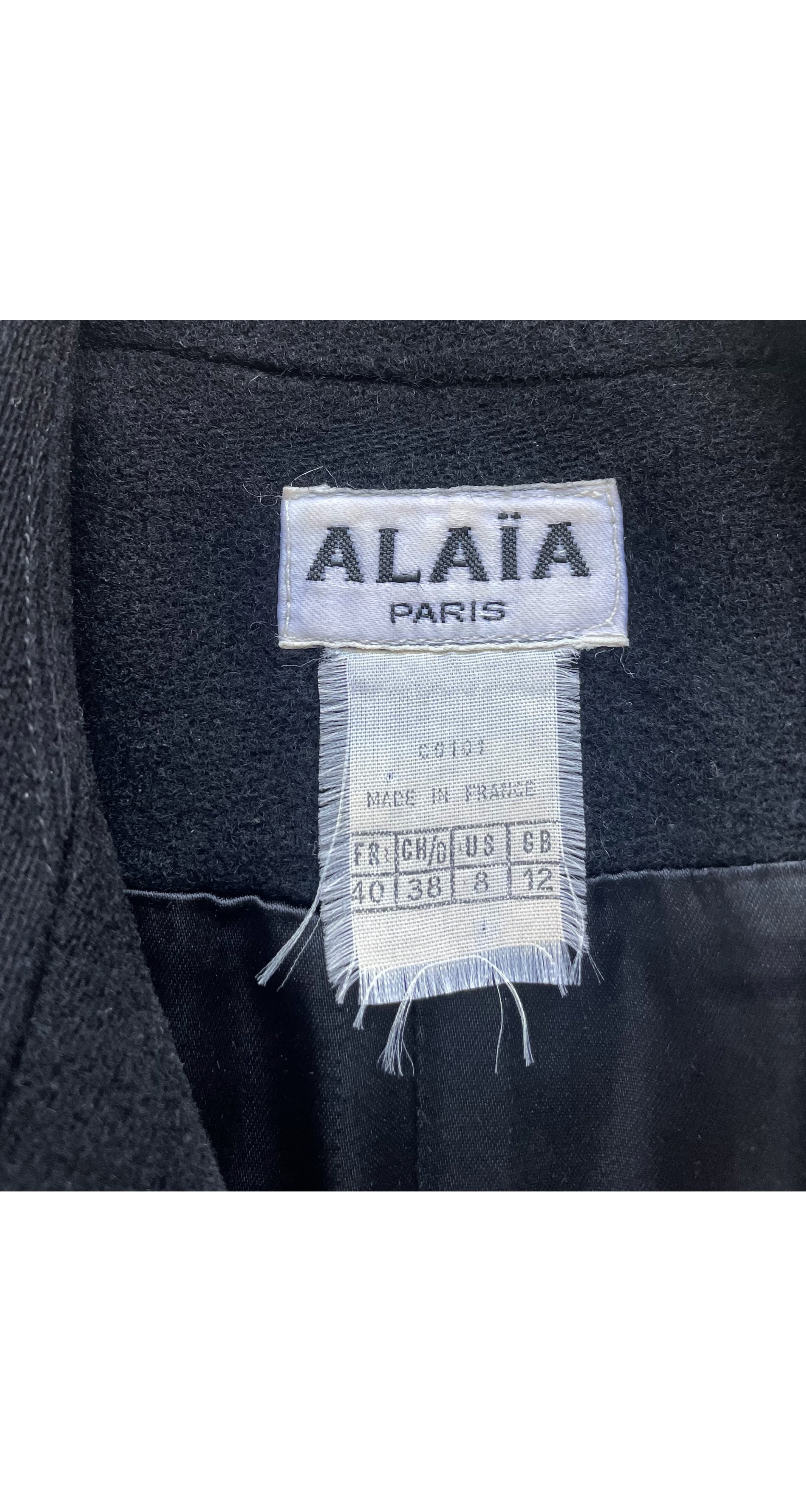 1990-91 F/W Runway Black Wool Lace-Up Back Coat