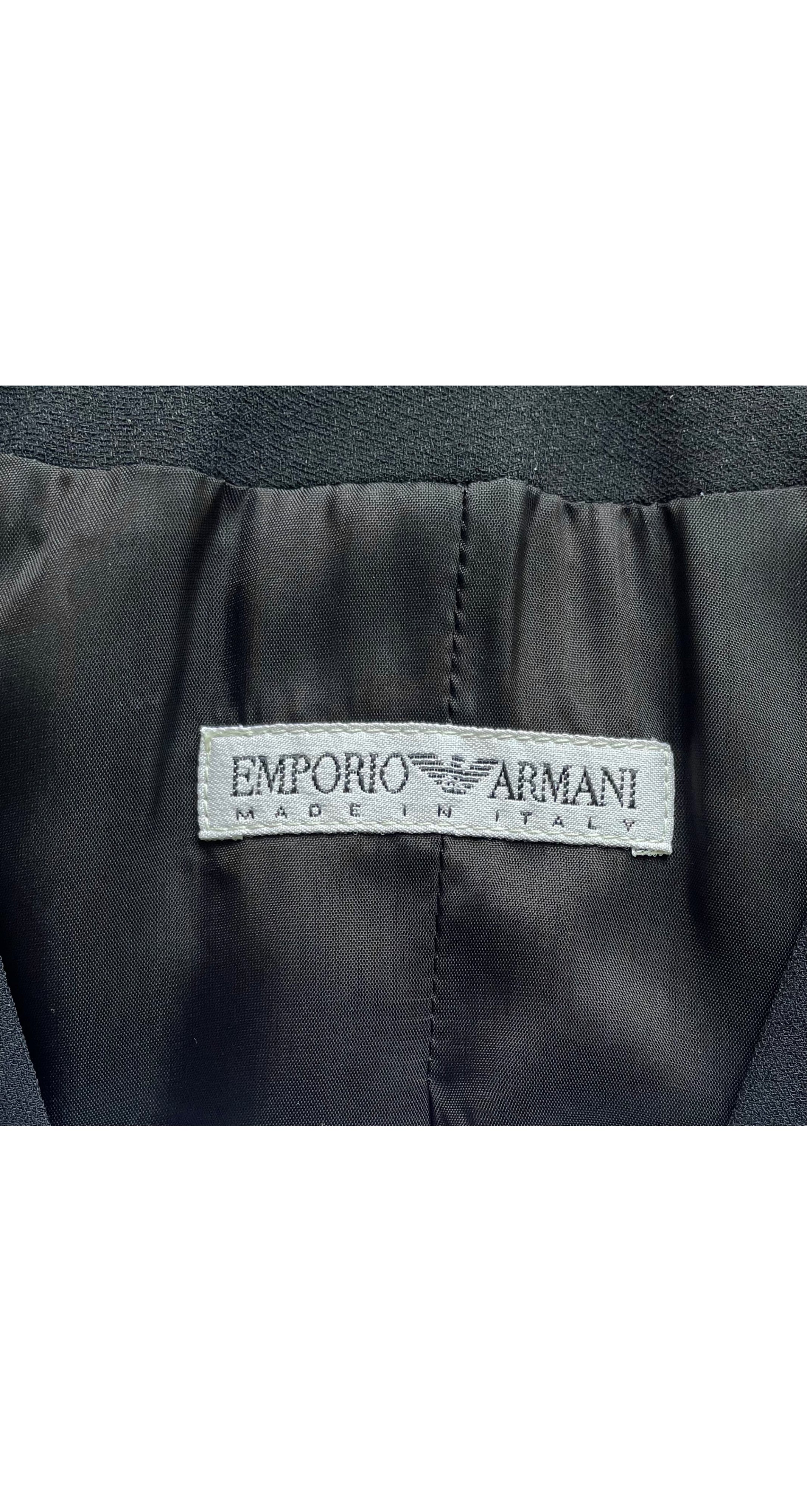 1993 S/S Logo Sleeve Black Viscose Crepe Blazer