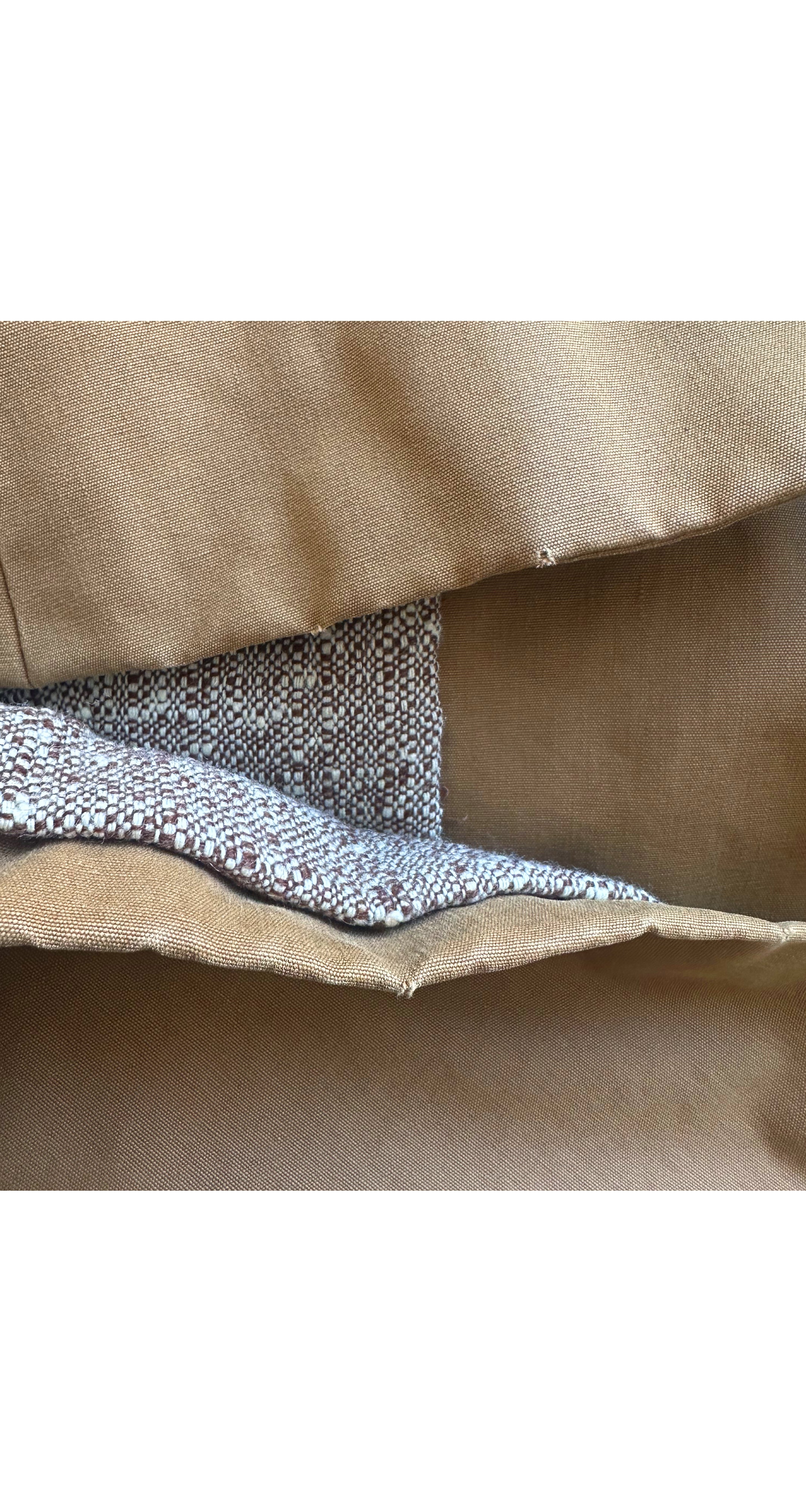 1960s/1970s Brown Cotton Canvas & Tweed Hooded Coat