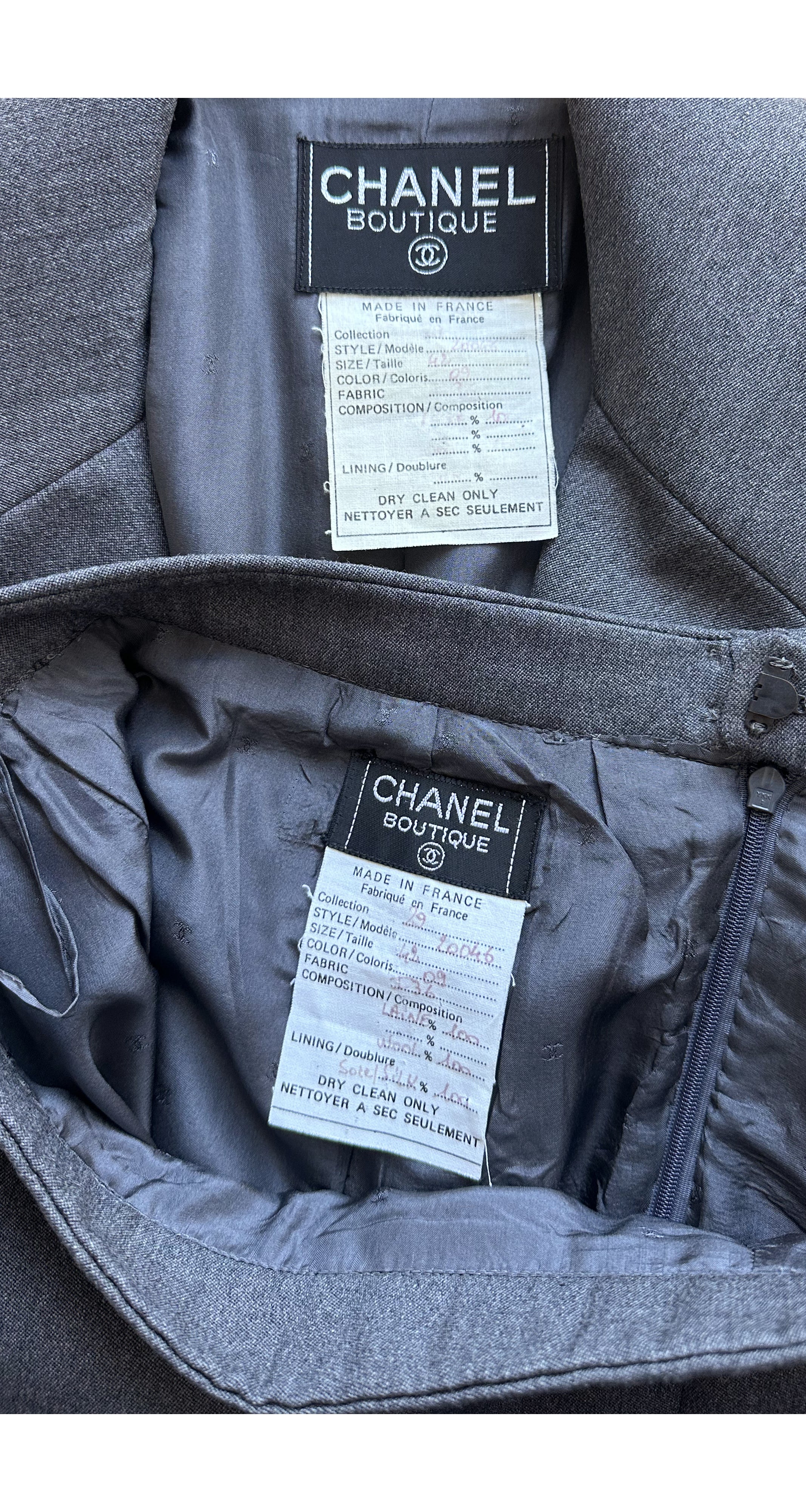 1992 F/W Gray Wool Double-Breasted Skirt Suit