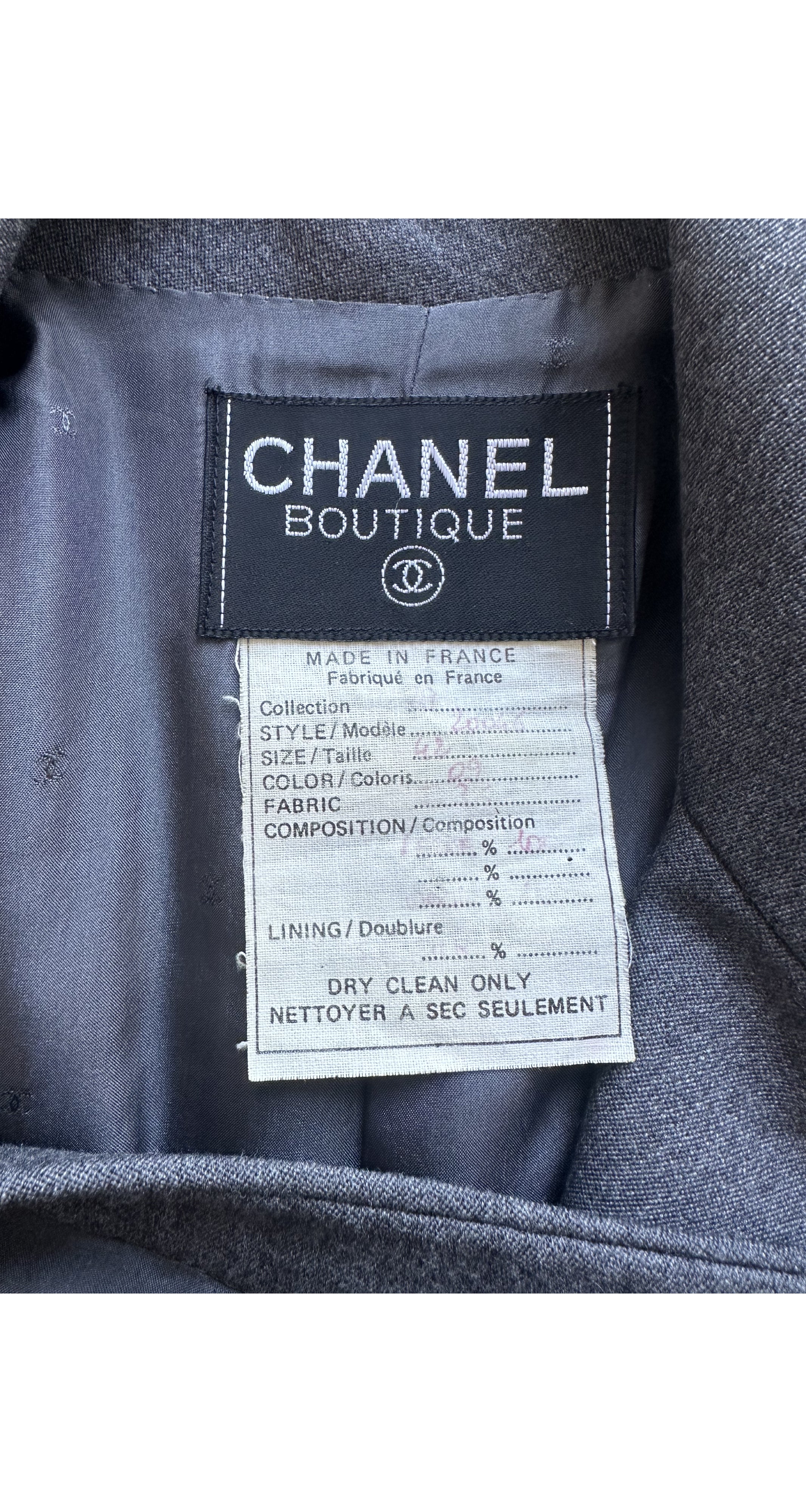 1992 F/W Gray Wool Double-Breasted Skirt Suit