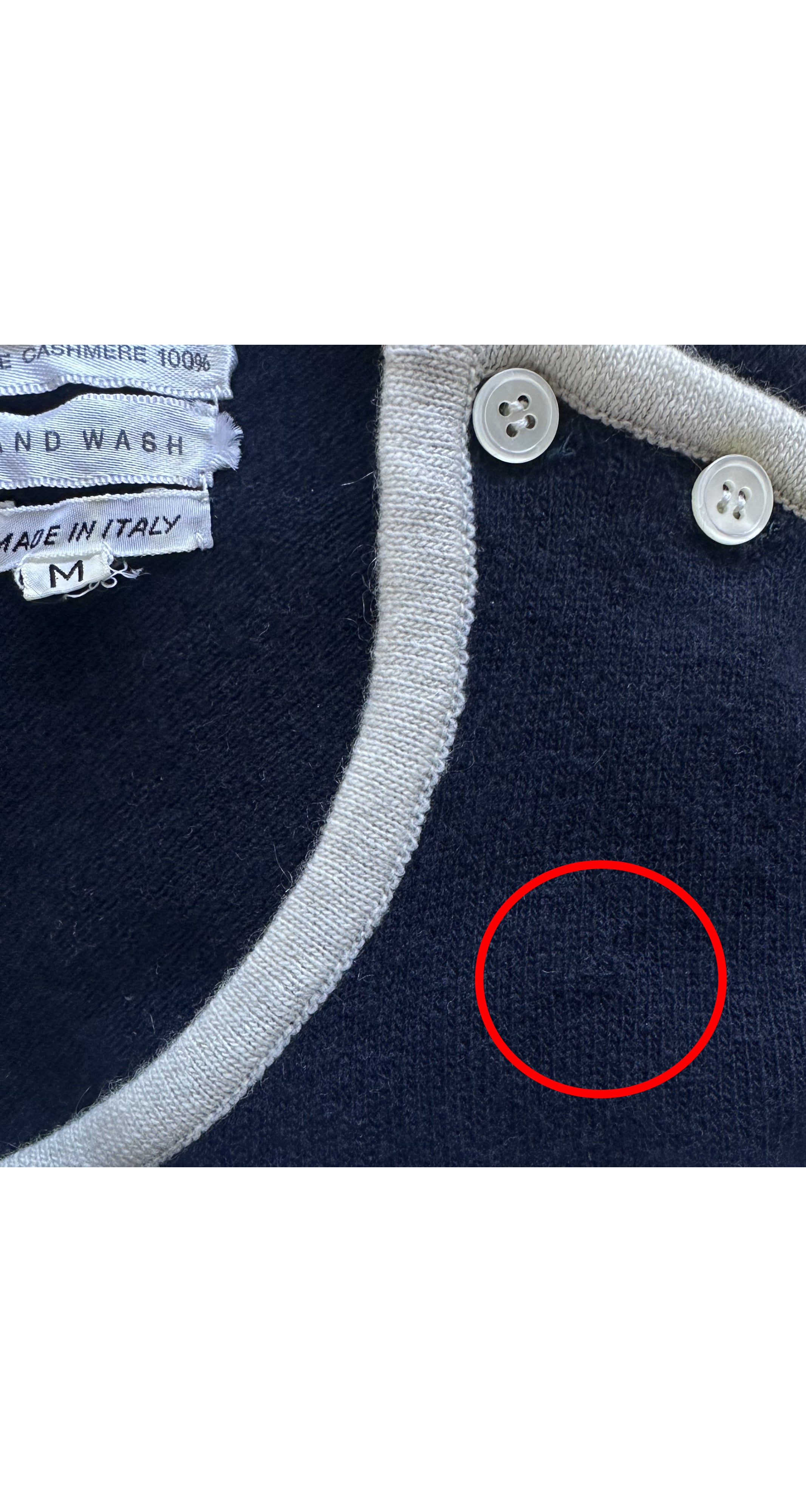 1970s "V" Logo Navy Cashmere Pullover Sweater