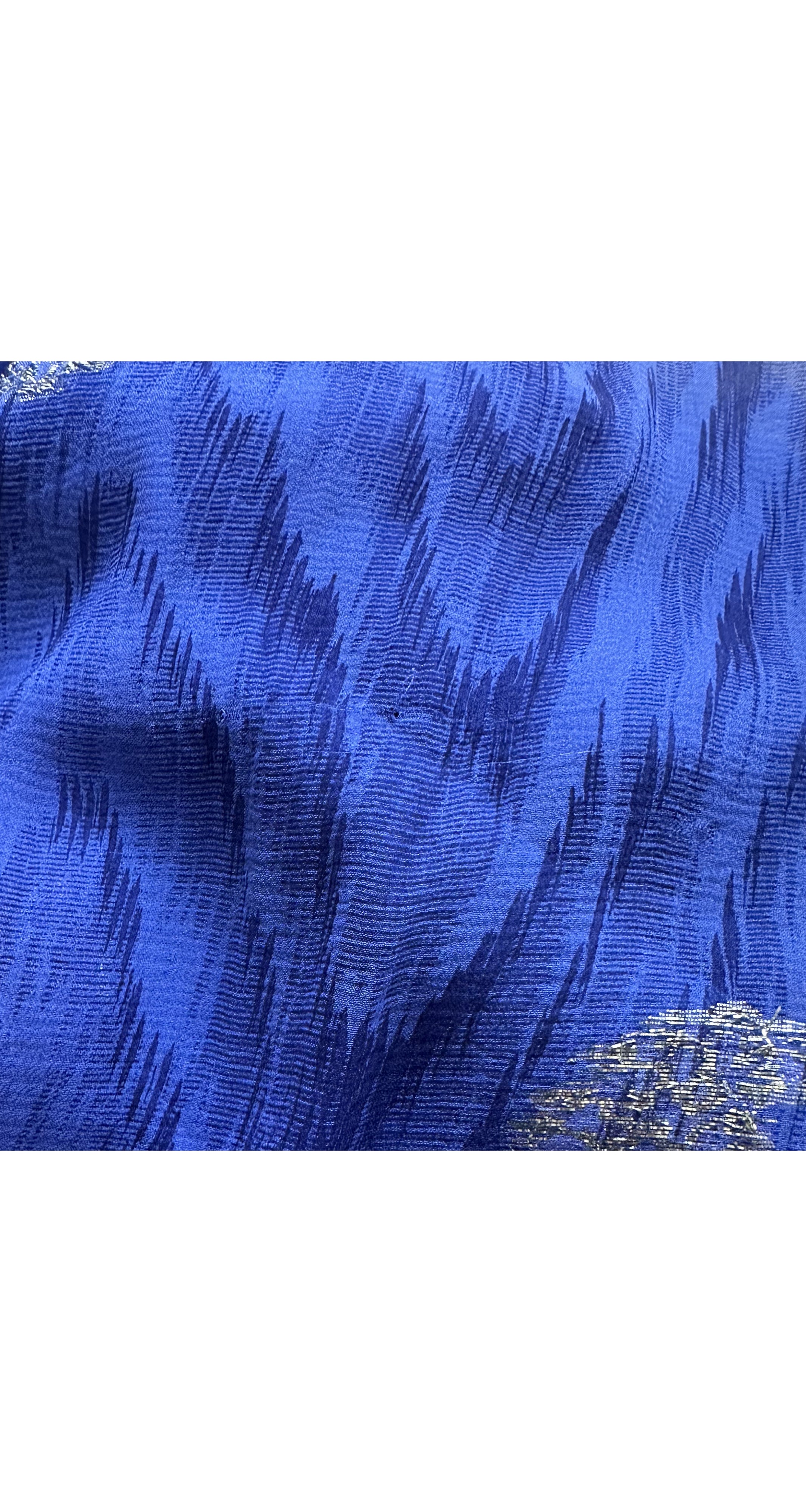 1970s Paisley Lurex Indigo Silk Chiffon Gown