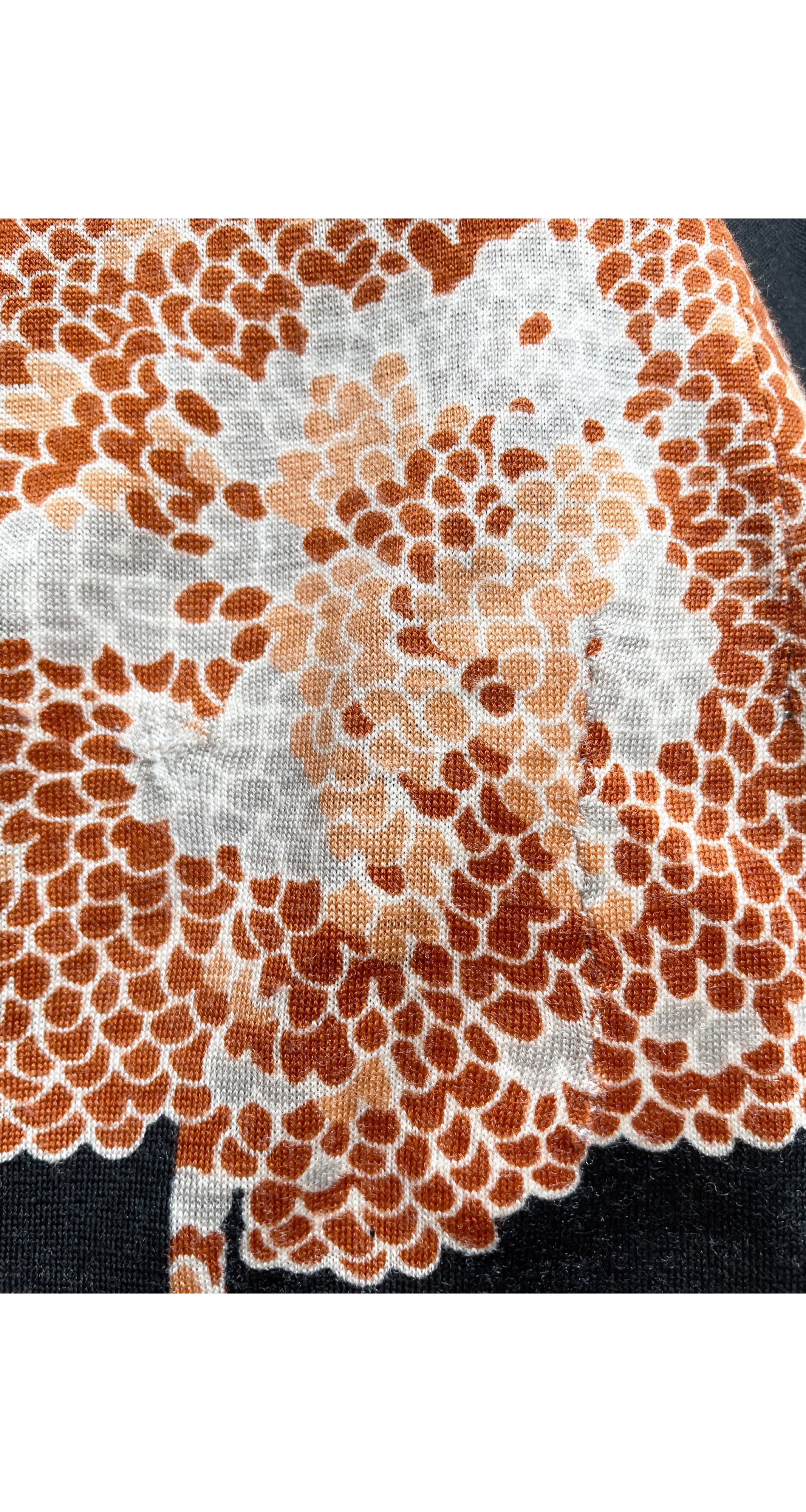 1970s Abstract Floral Print Jersey Belted Maxi Dress