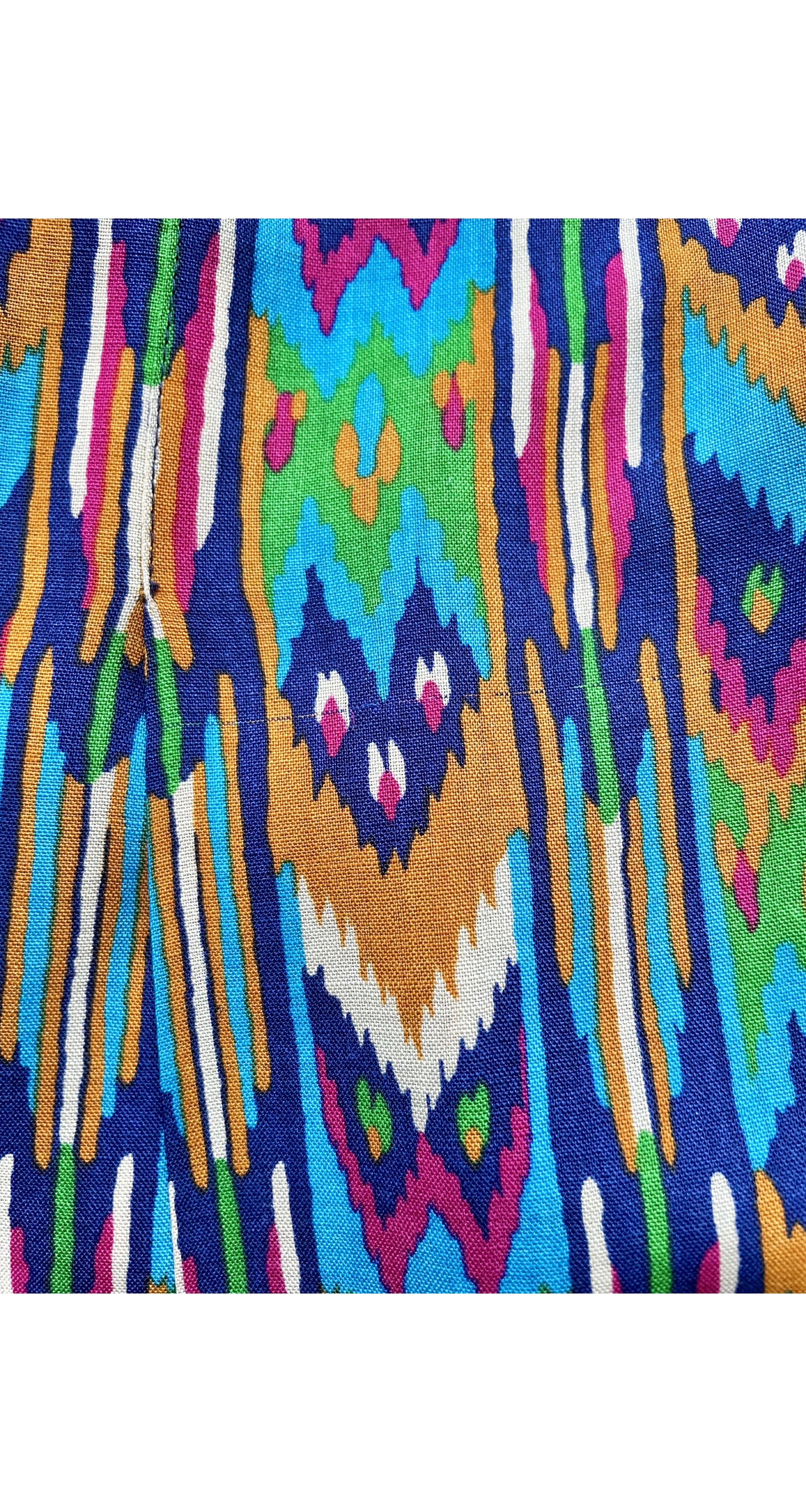 1980 F/W Runway Ikat Print Wool Challis Pleated Skirt