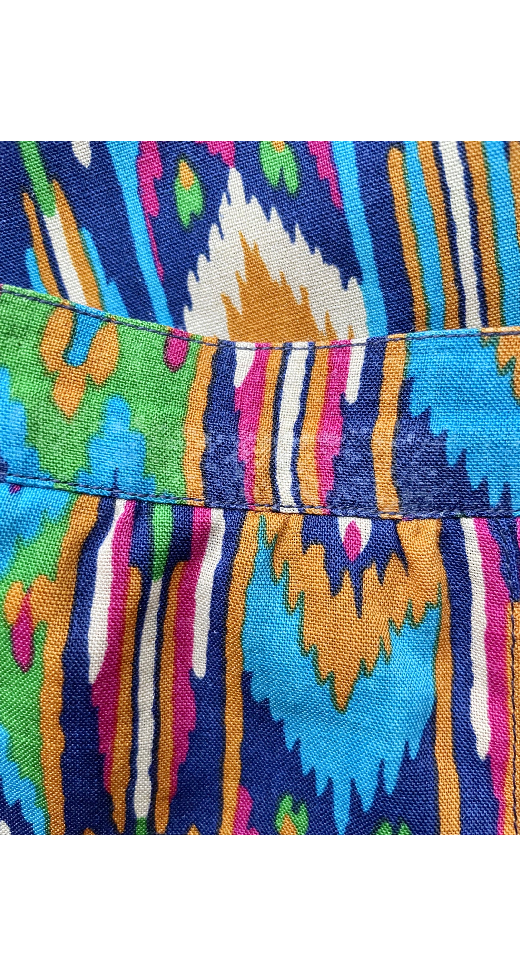 1980 F/W Runway Ikat Print Wool Challis Pleated Skirt