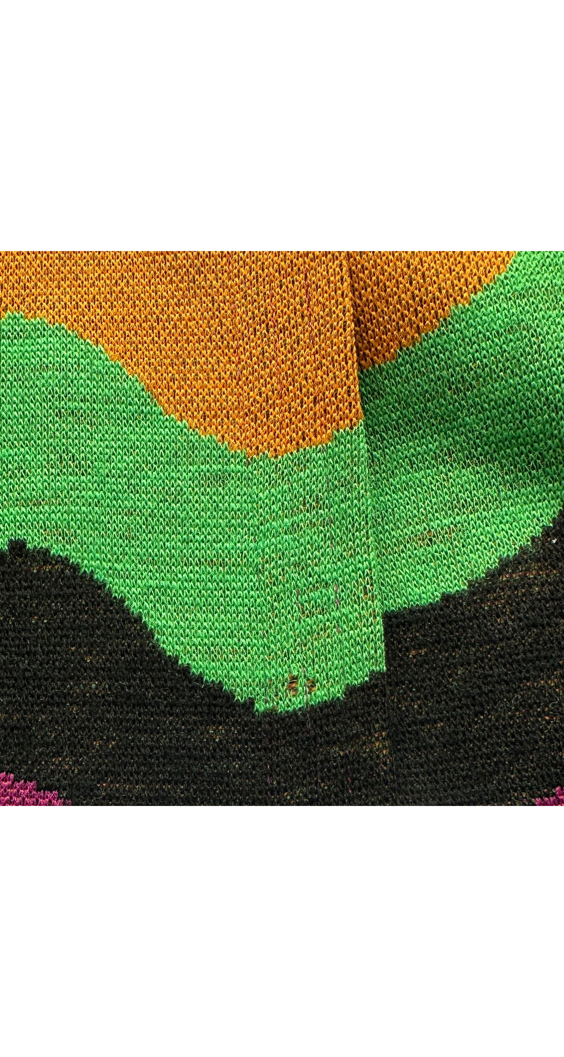 1970s Geometric Print Wool Jersey Knit Wrap Skirt