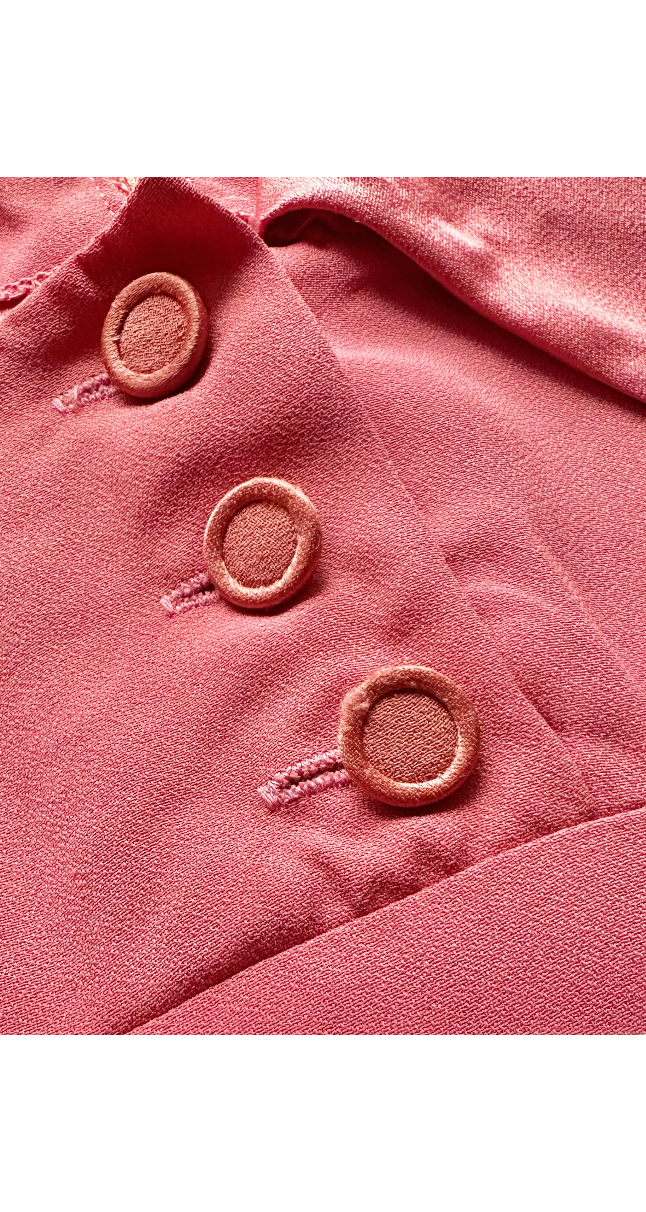 1970s Pink Crepe & Satin Tie-Bust Dress