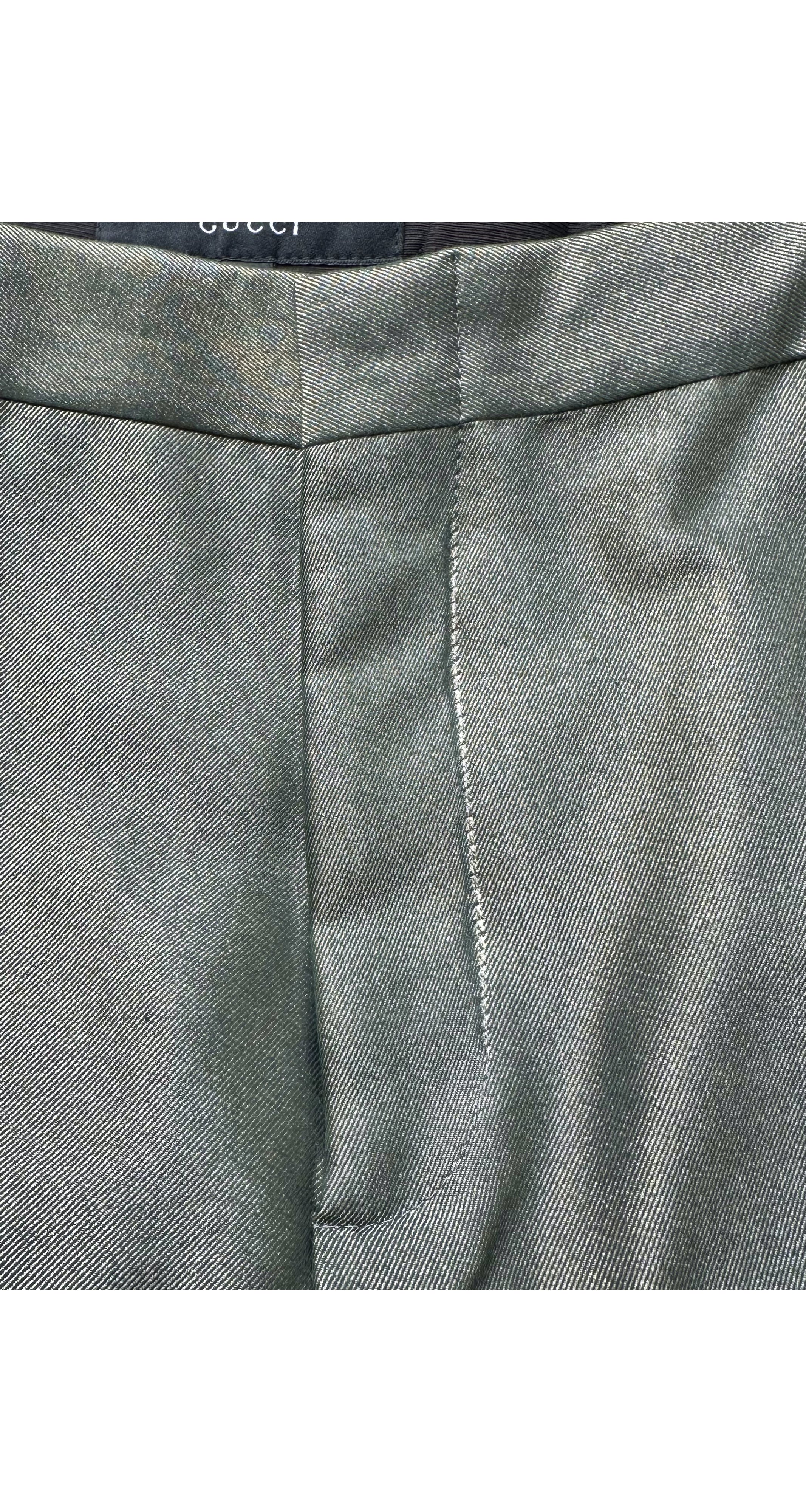 2000 F/W Iridescent Olive Green Cotton Trousers