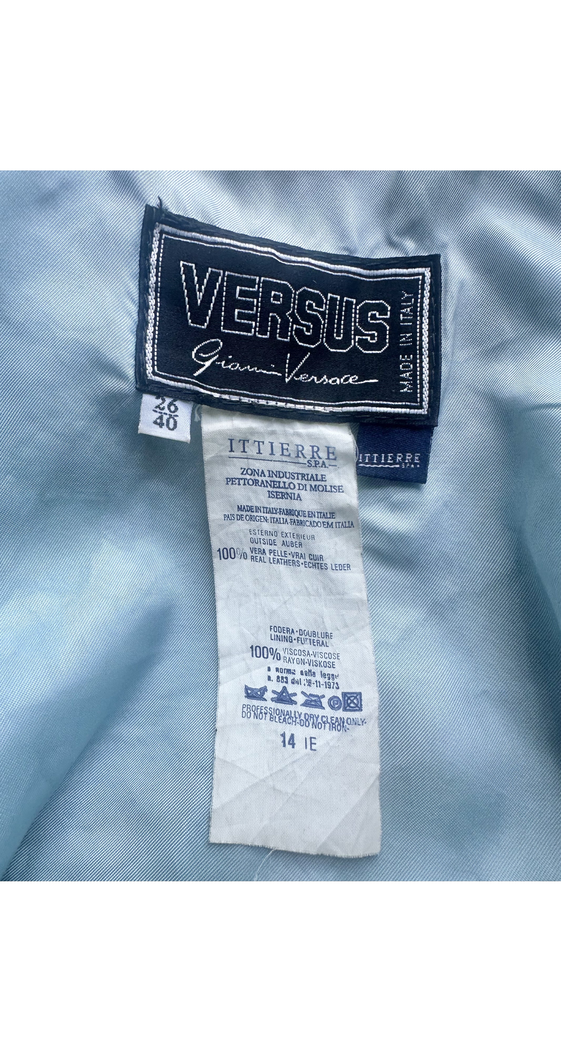 1990s Powder Blue Leather Cropped Jacket