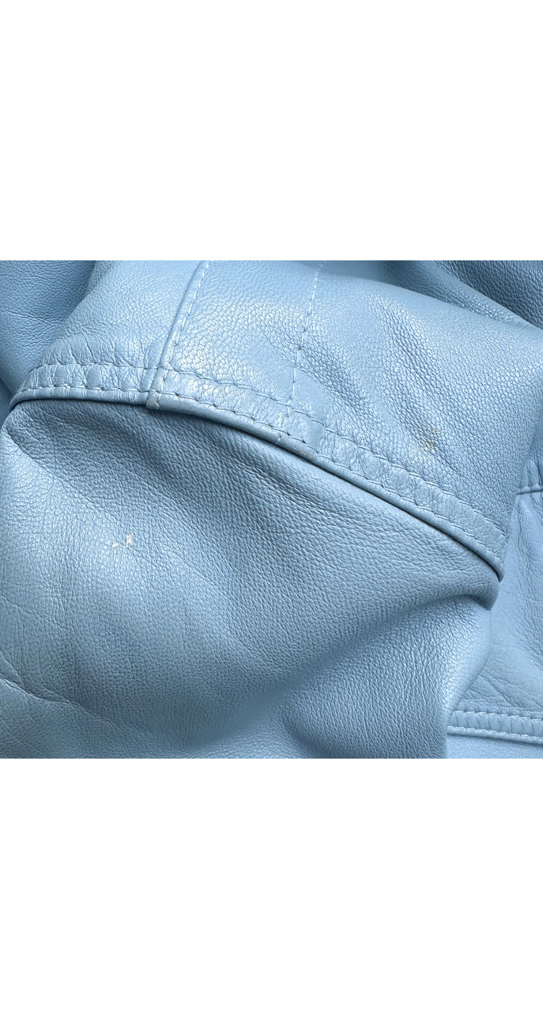 1990s Powder Blue Leather Cropped Jacket
