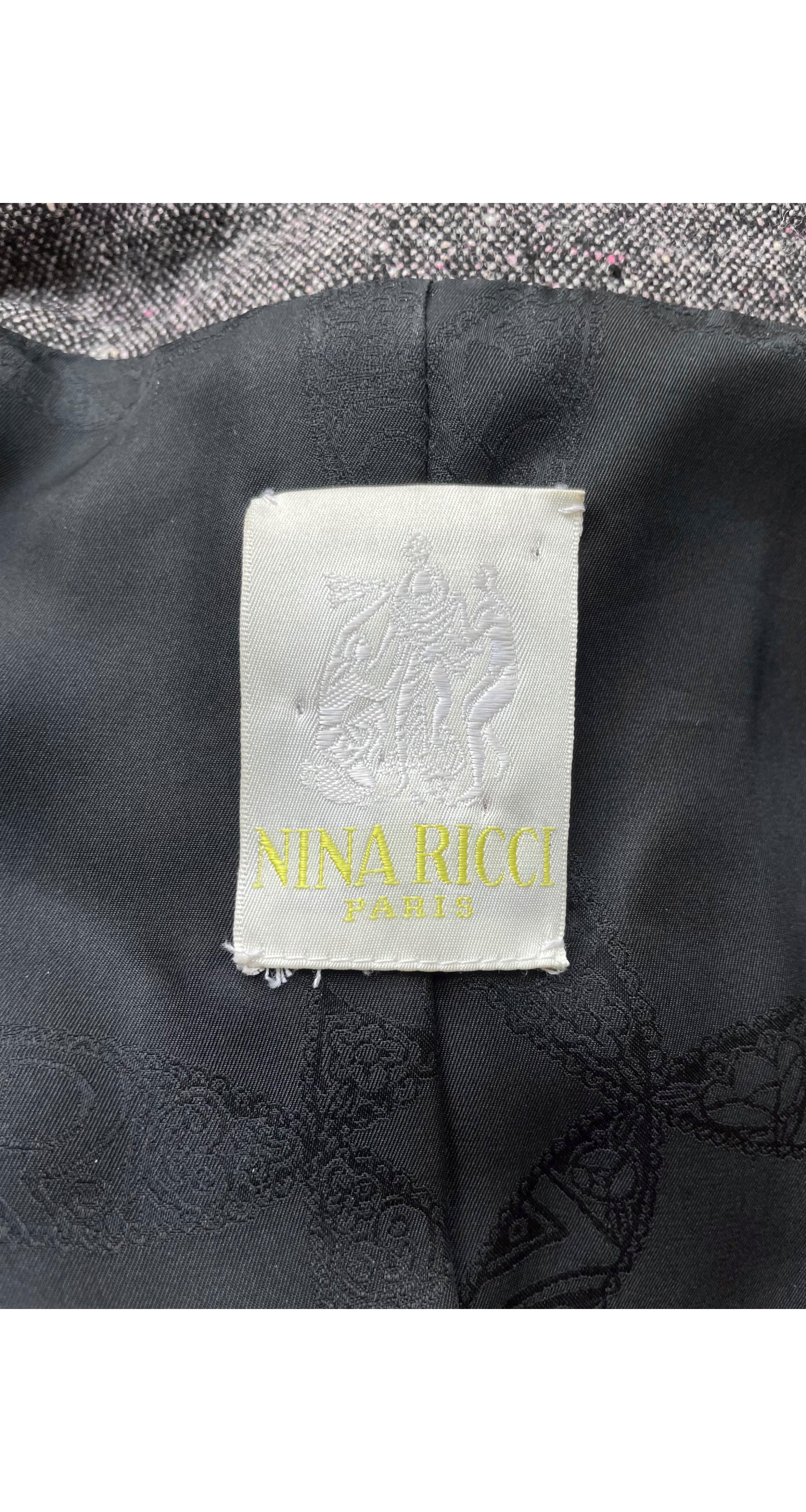 1990s Brown Silk & Wool Tweed Balloon Sleeve Jacket