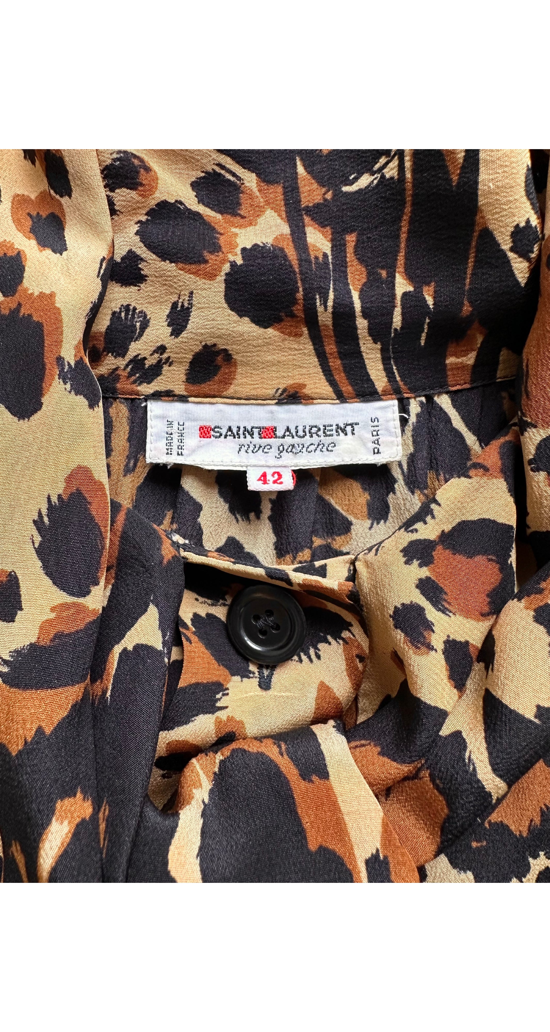 1986-87 F/W Leopard Print Silk Tie-Neck Blouse