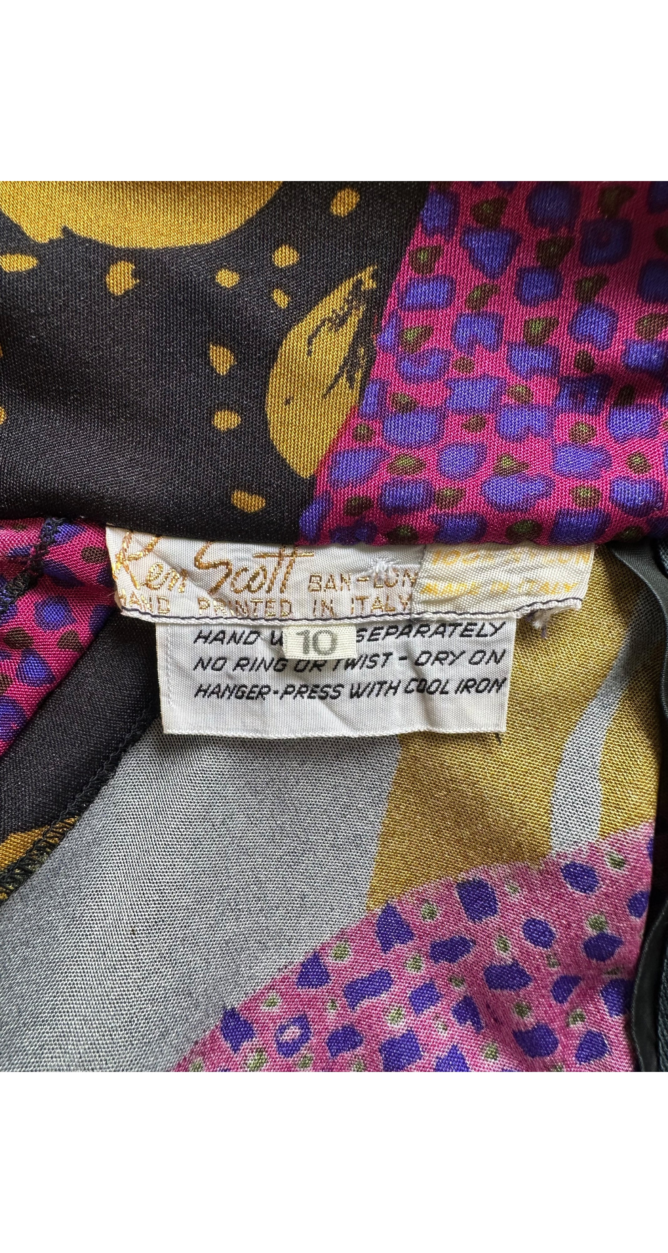 1972 Mixed Print Jersey Long Sleeve Dress