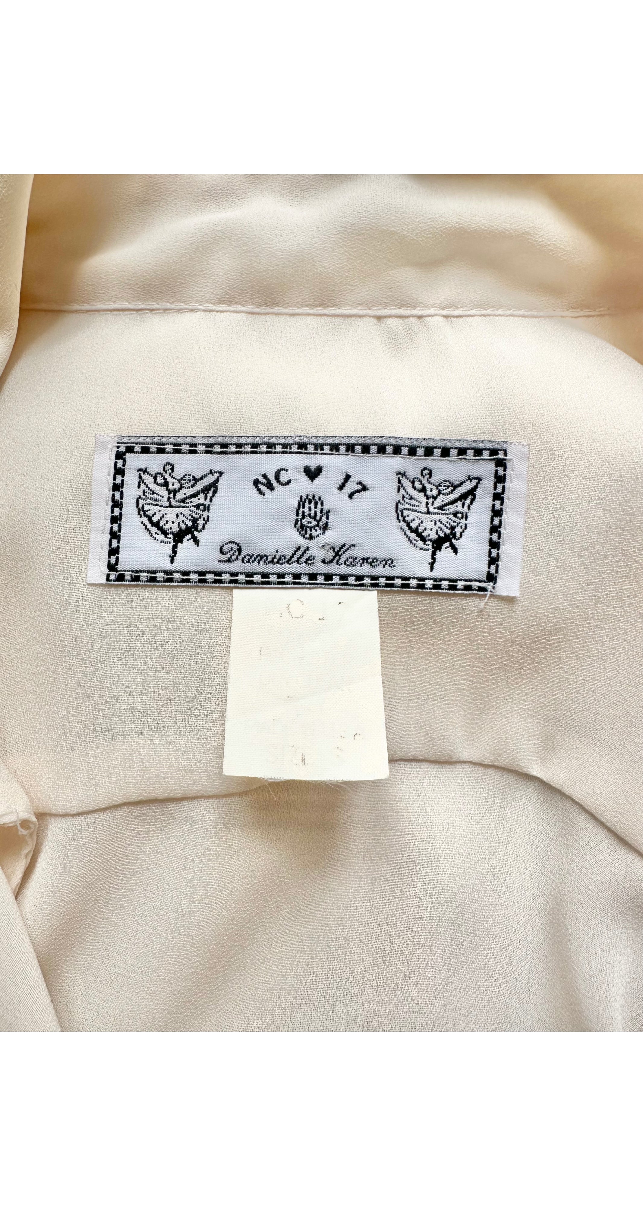 1990s Cream Ruffle Trumpet Sleeve Crop Top