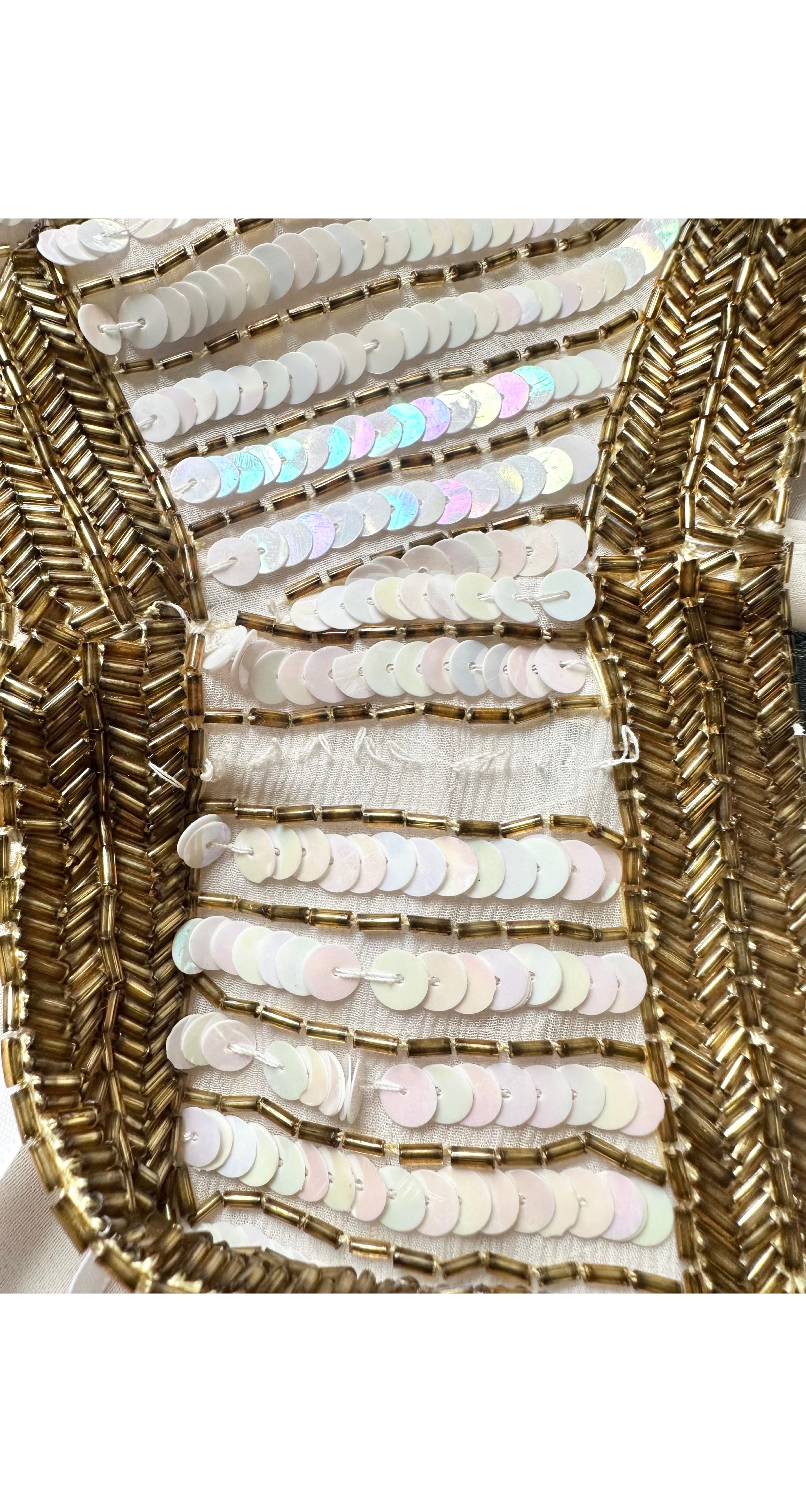 1980s Cream Sequin Vest & Palazzo Pant Evening Set