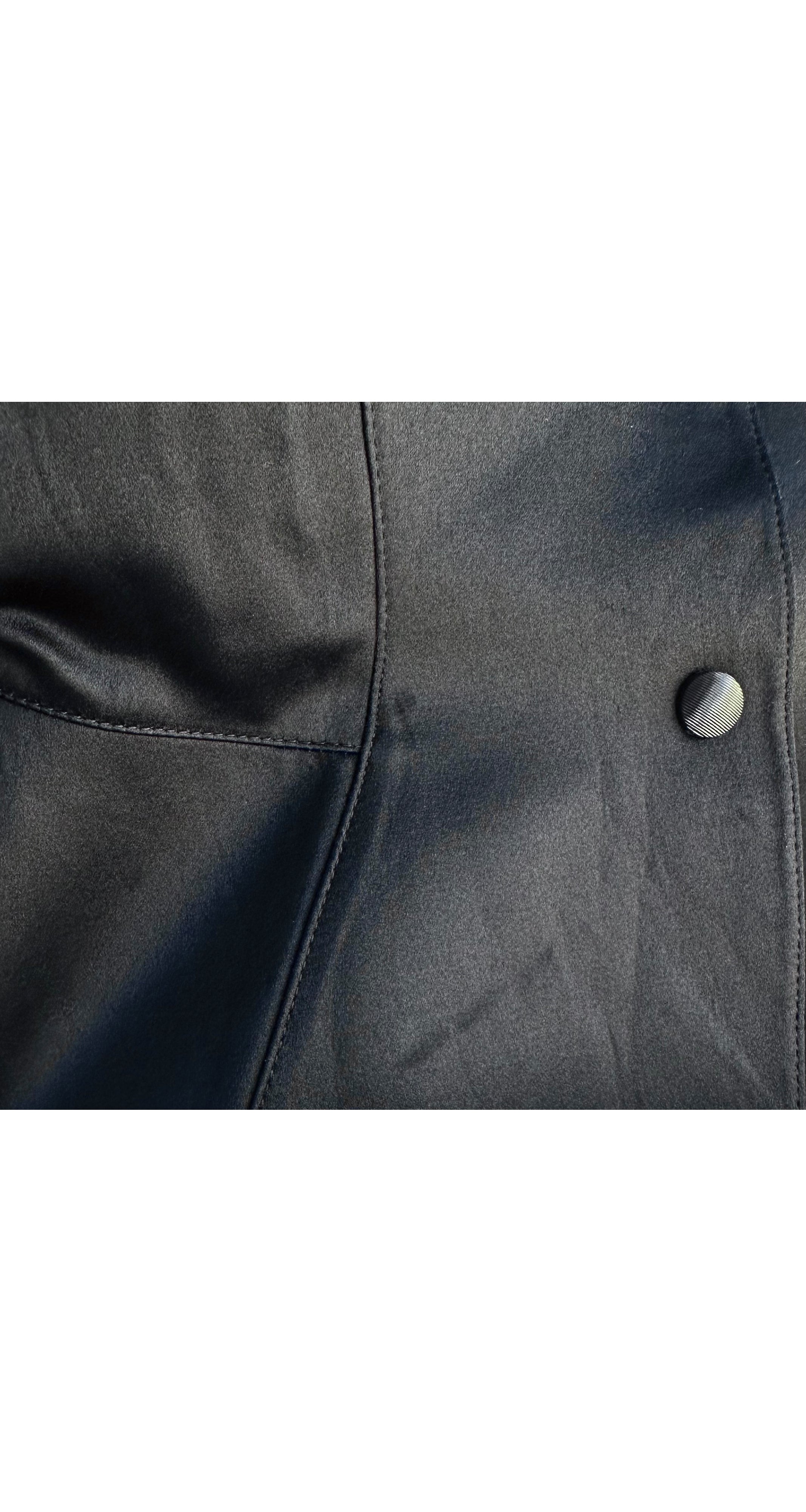 1990s Black Silk Satin Tie-Neck Tuxedo Jacket