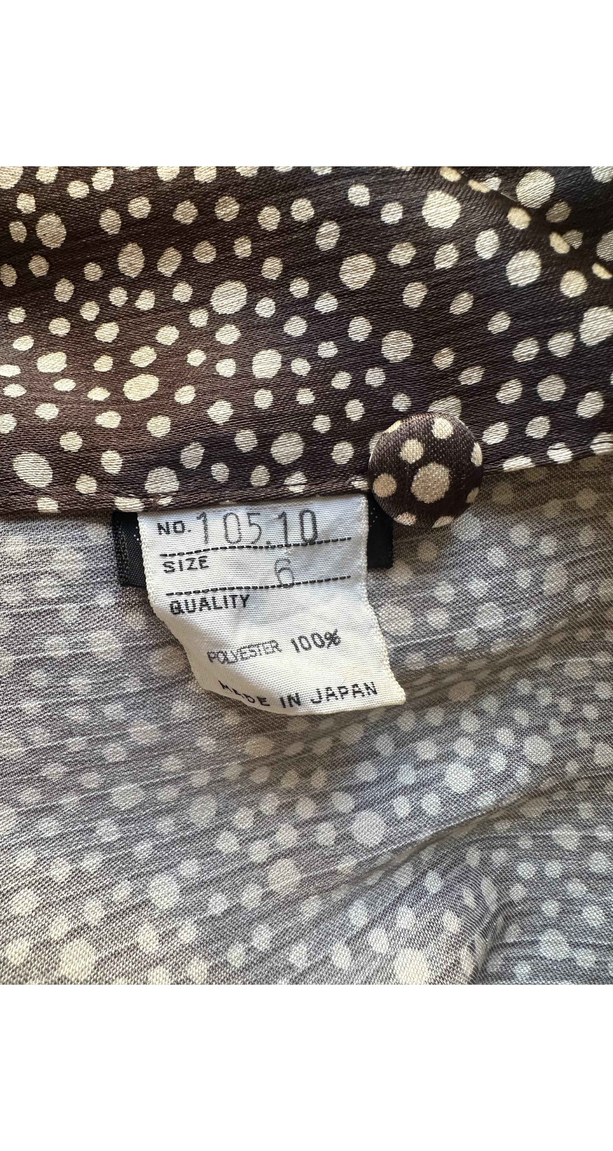 1972-73 F/W Dot Print Brown Balloon Sleeve Blouse