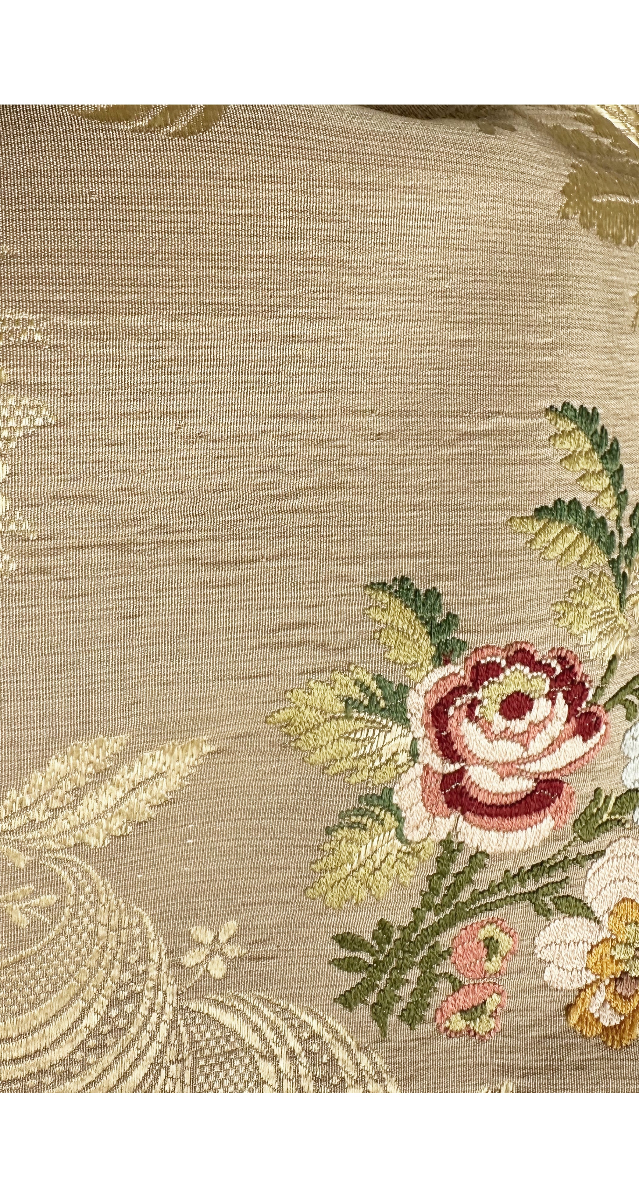 1940s Floral Gold Silk Brocade Floor Length Evening Coat