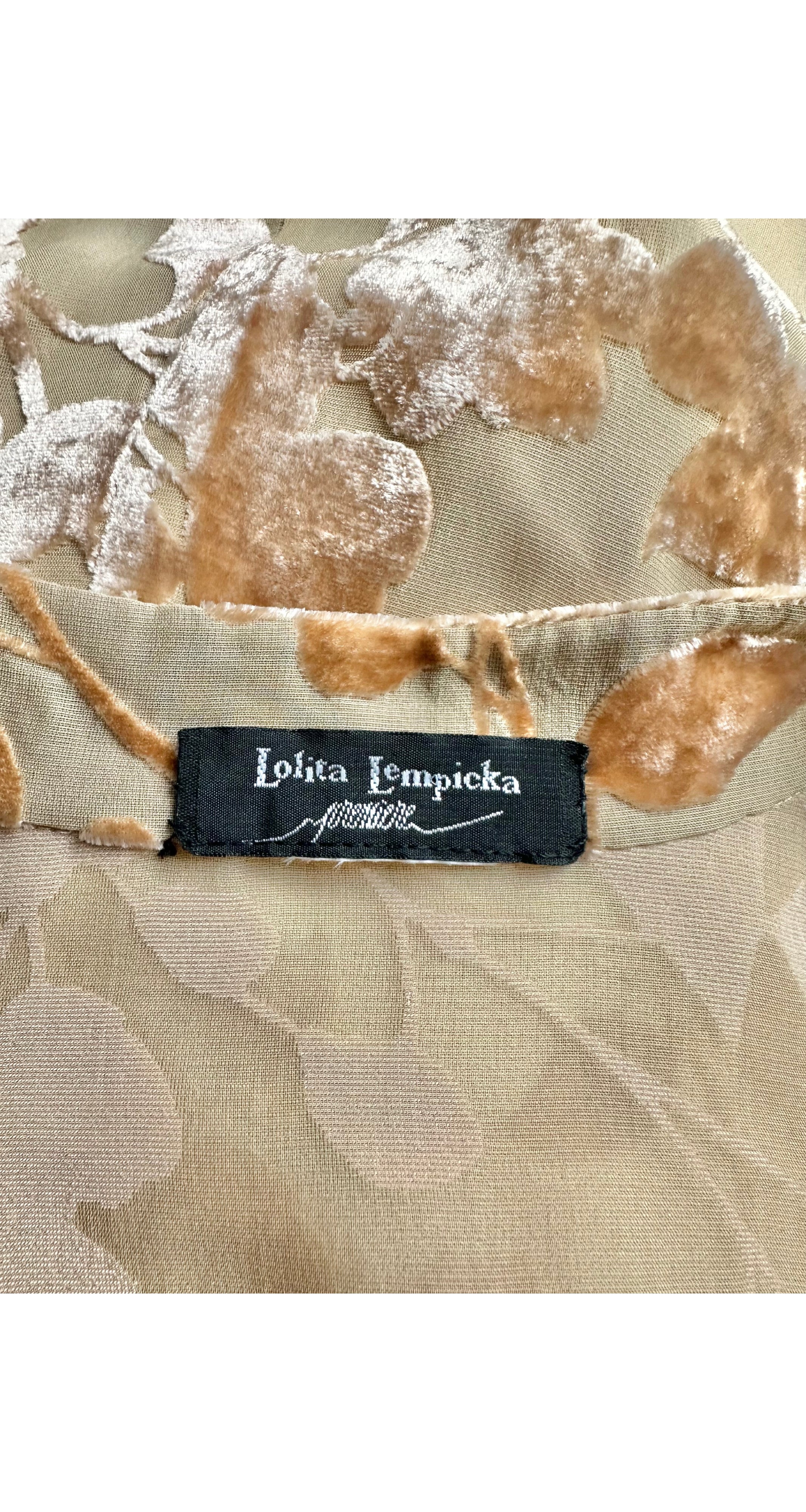 1998 S/S Leaf Design Burnout Velvet Dress