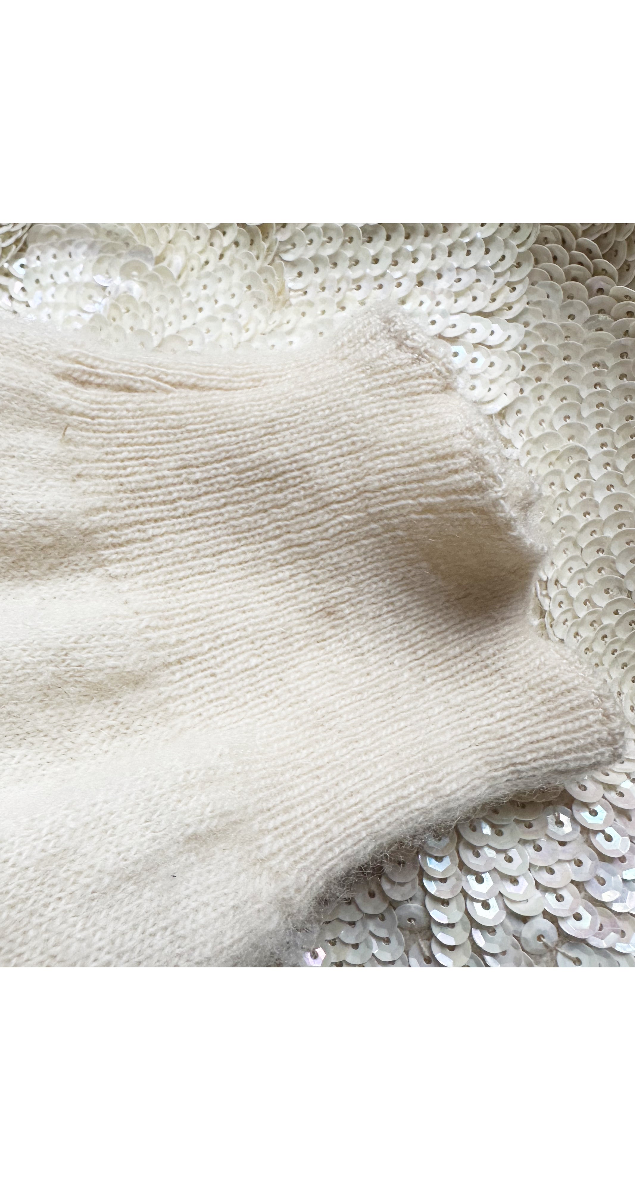 1950s Iridescent Sequin Cream Cashmere Cardigan