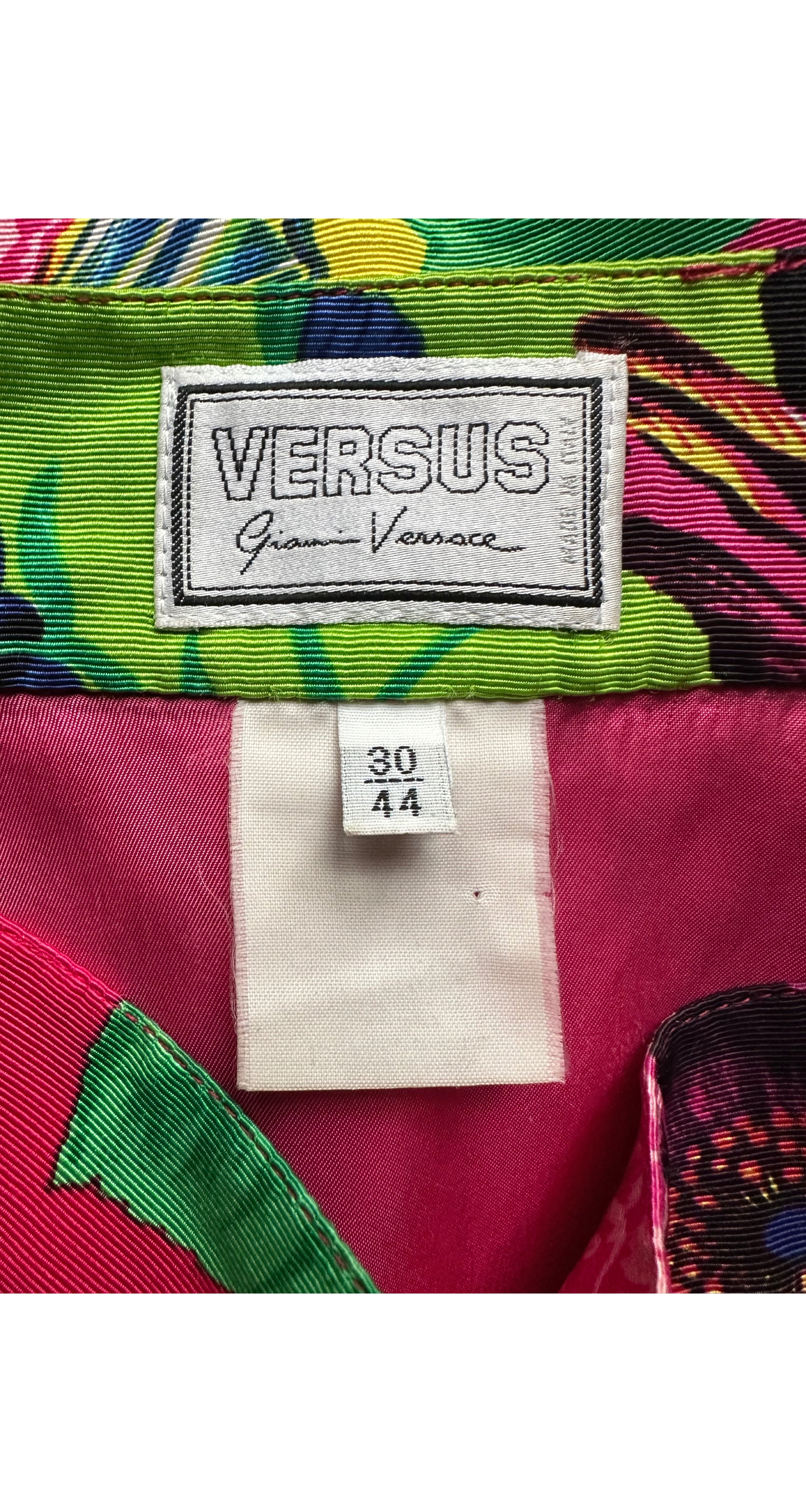 1990s Vibrant Floral Print Faille Mini Skirt