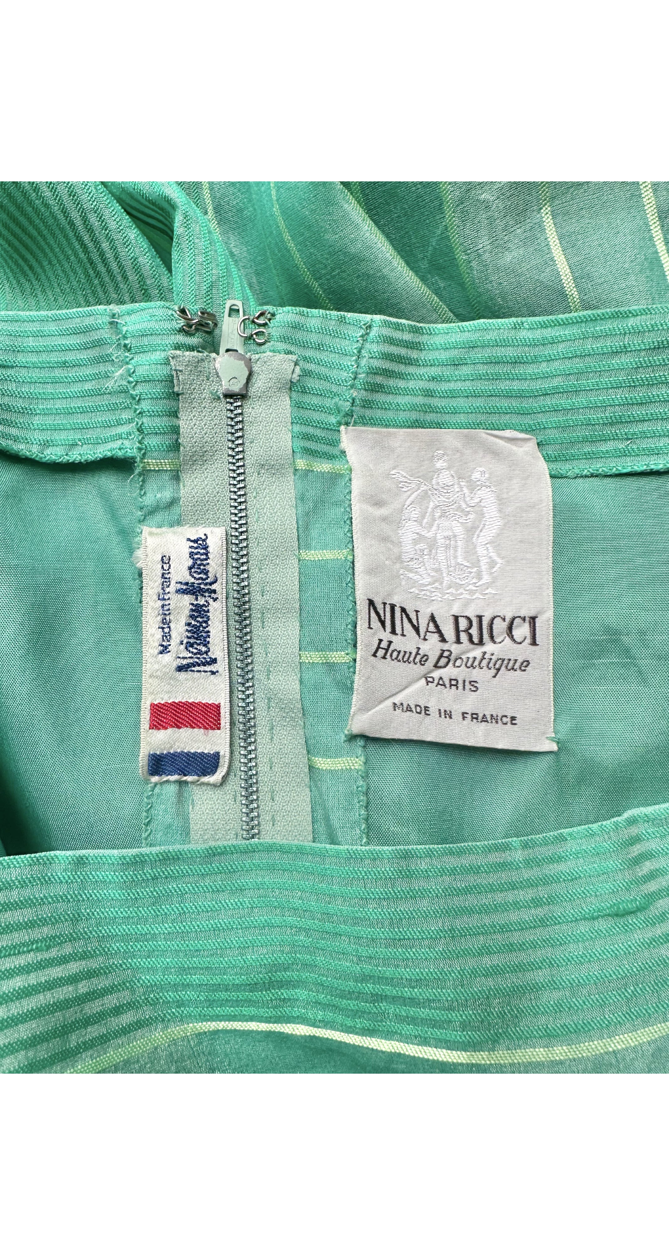 1980s Turquoise Silk Organza Puff Sleeve Gown