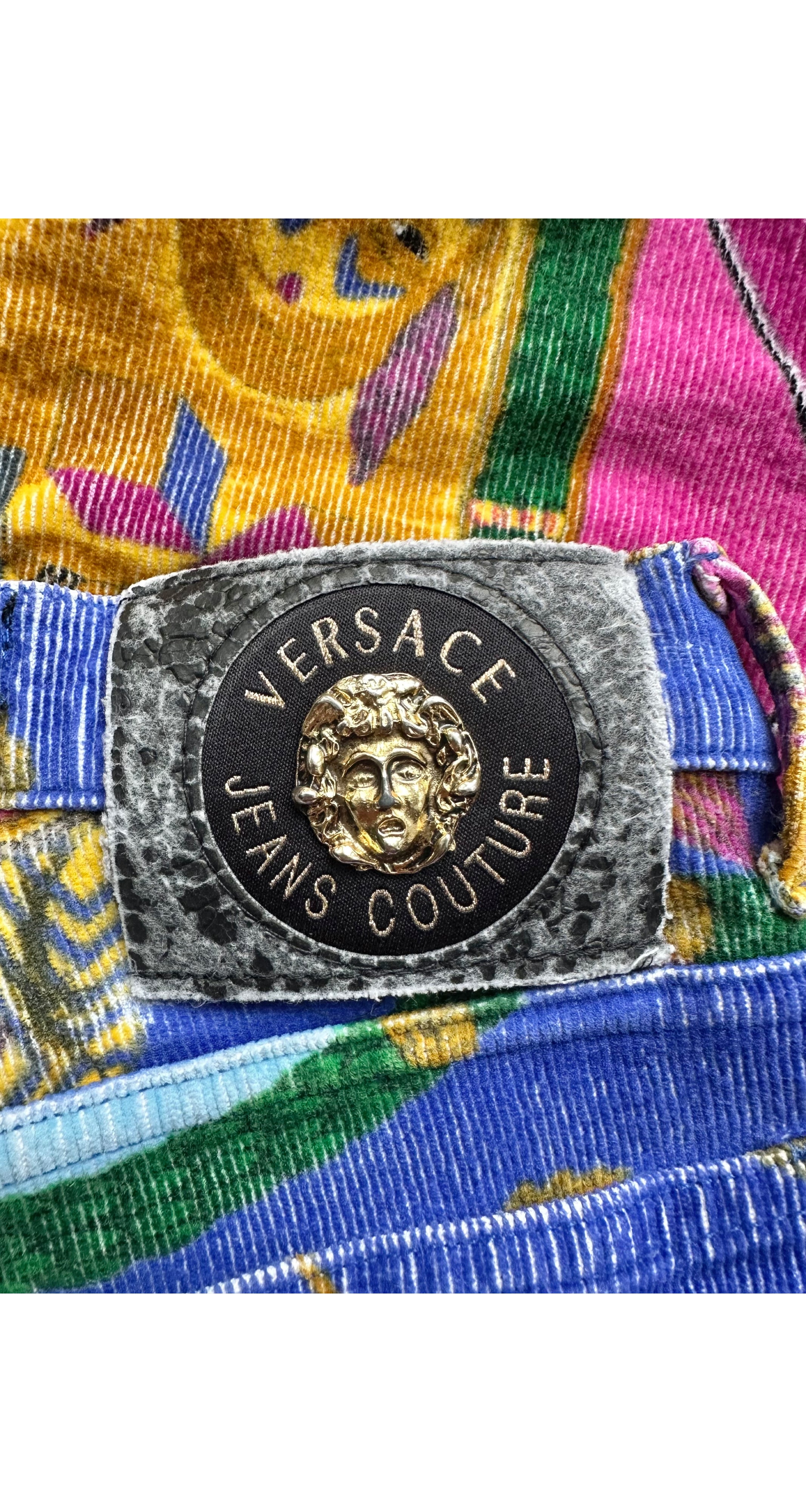 1990s Circus Print Cotton Corduroy Cropped Pants