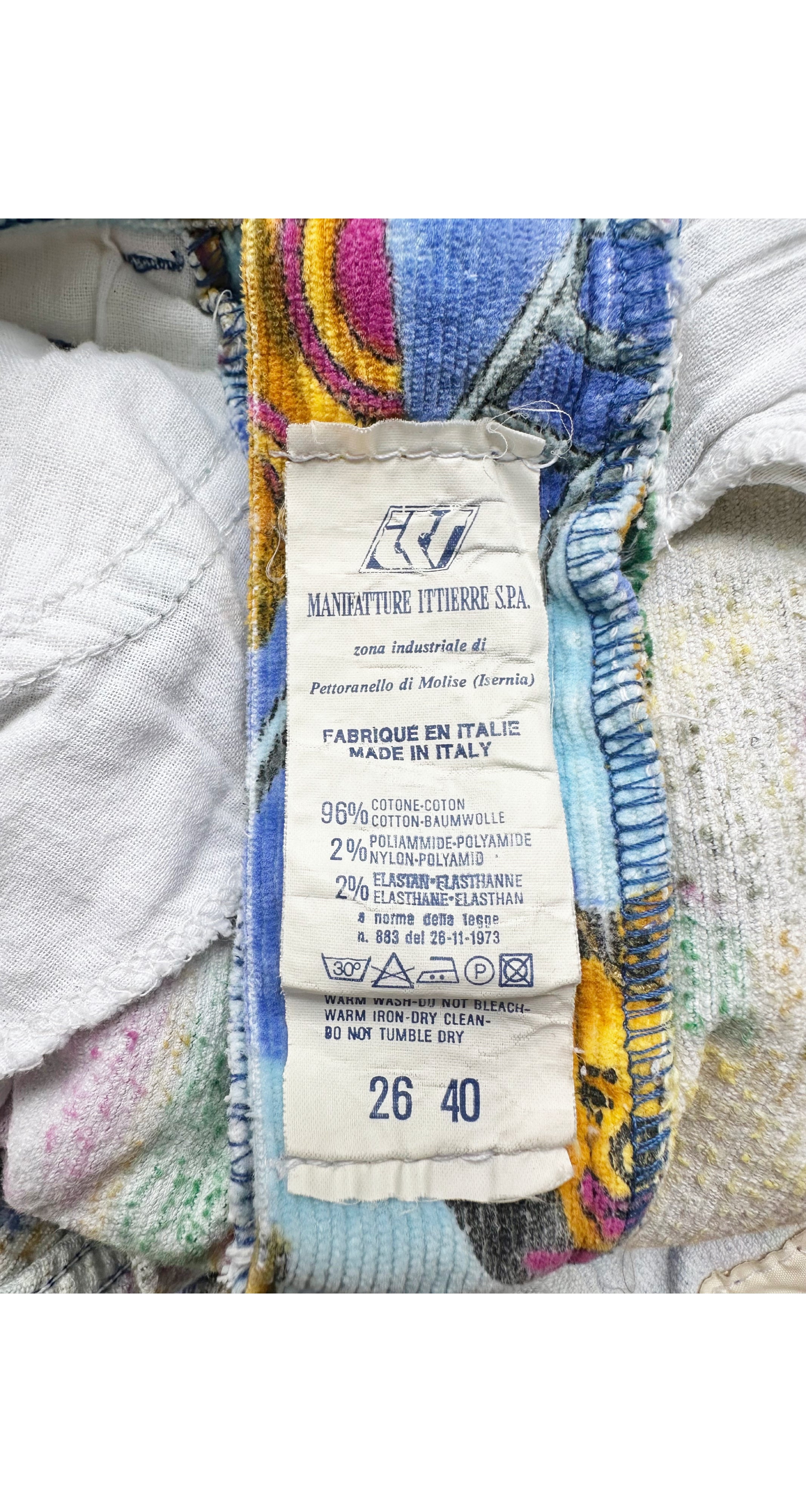 1990s Circus Print Cotton Corduroy Cropped Pants