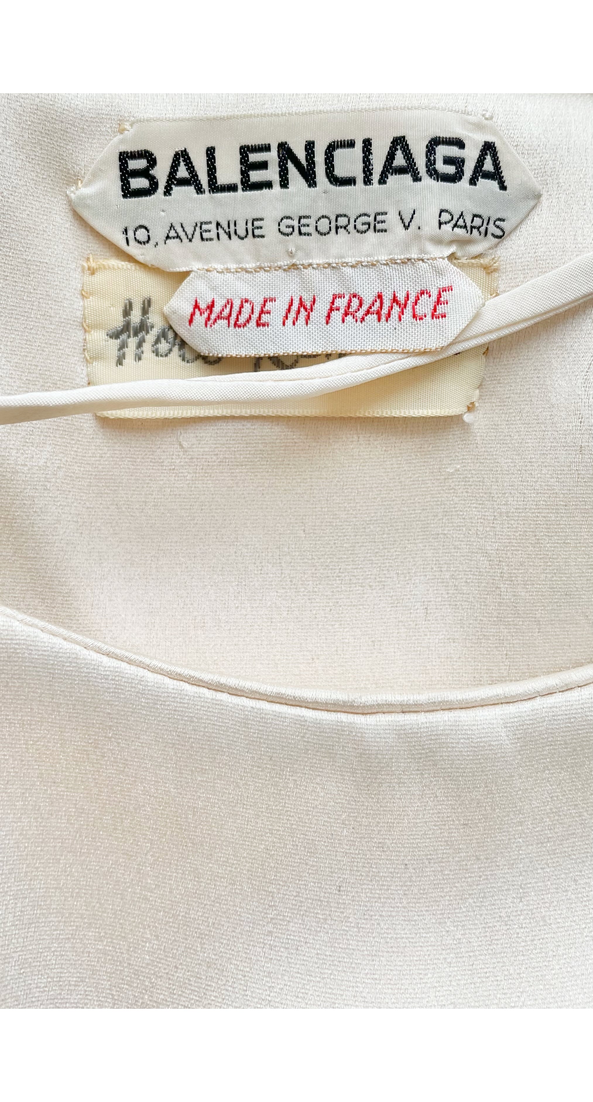 1967 Beaded Cut-Out Ivory Silk Evening Gown