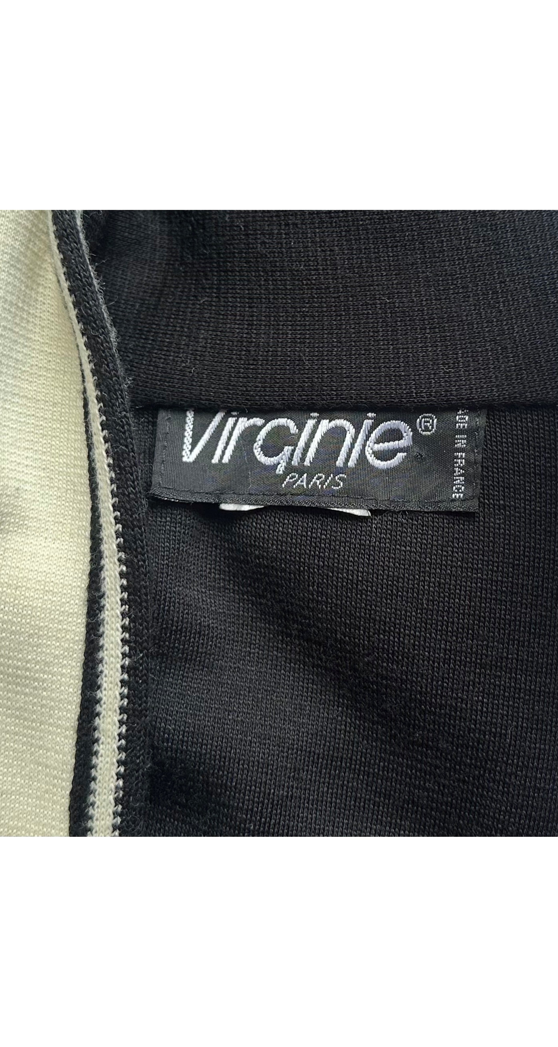 1980s Black & Cream Knit Swing Sweater Coat