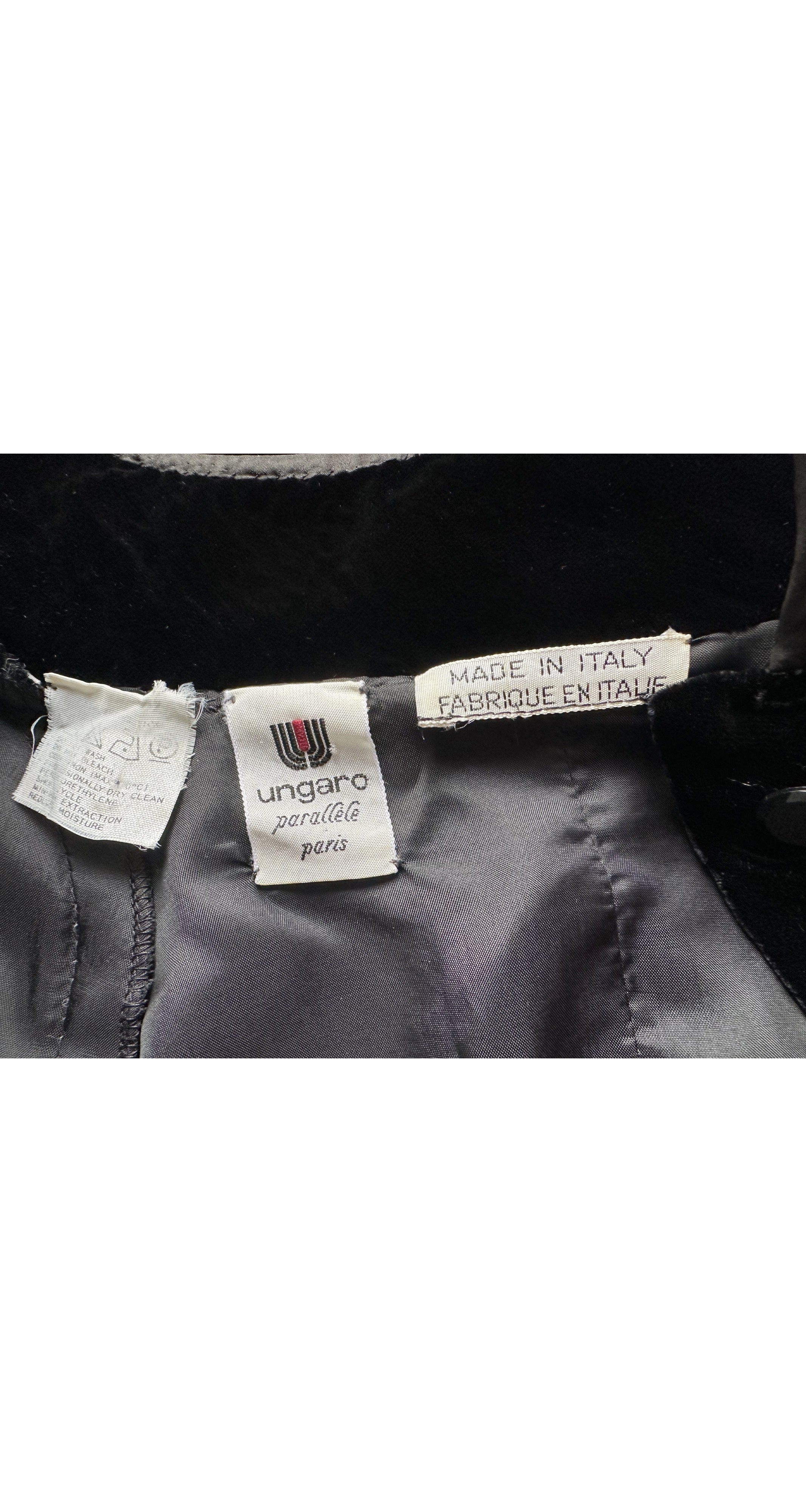 1980s Black Silk Velvet Juliet Sleeve Evening Dress