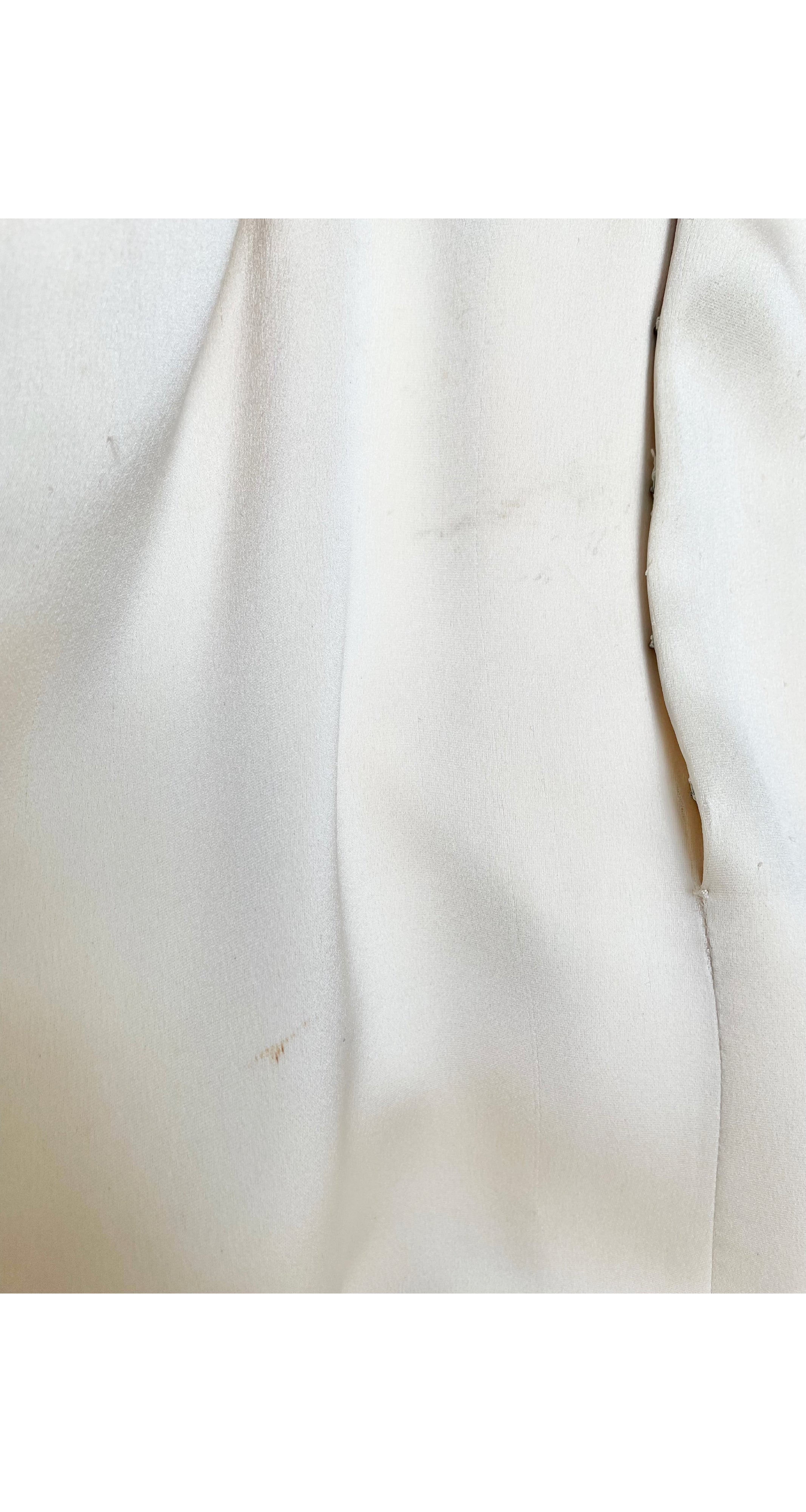 1967 Beaded Cut-Out Ivory Silk Evening Gown