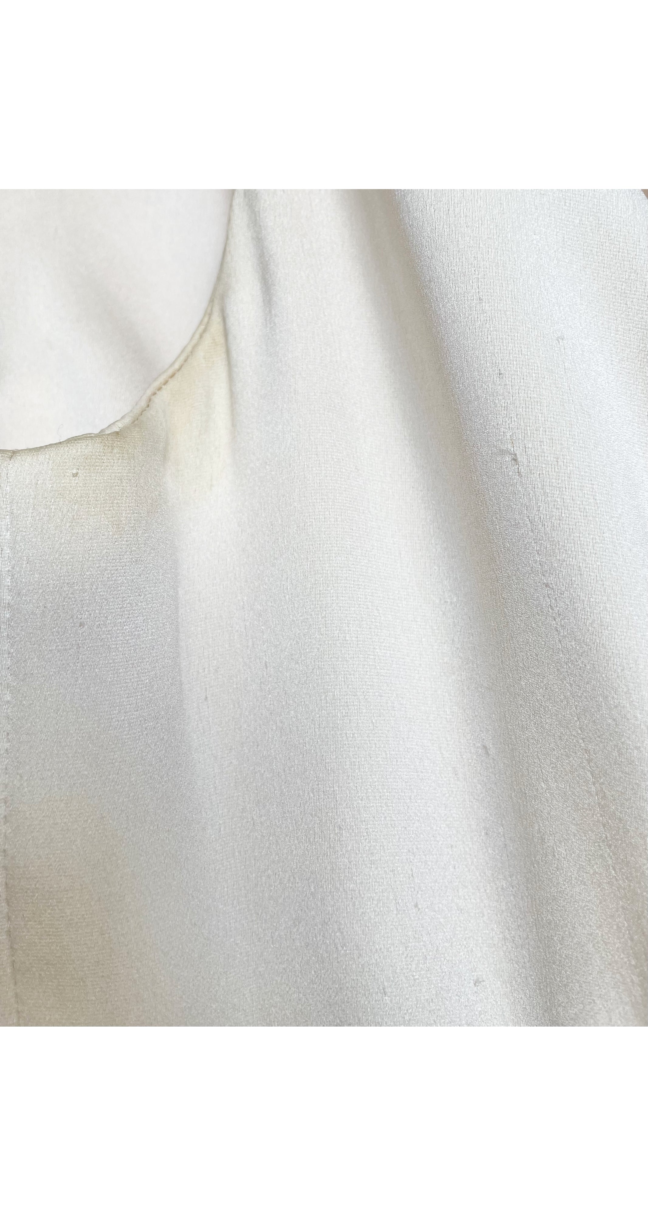 1967 Beaded Cut-Out Ivory Silk Evening Gown