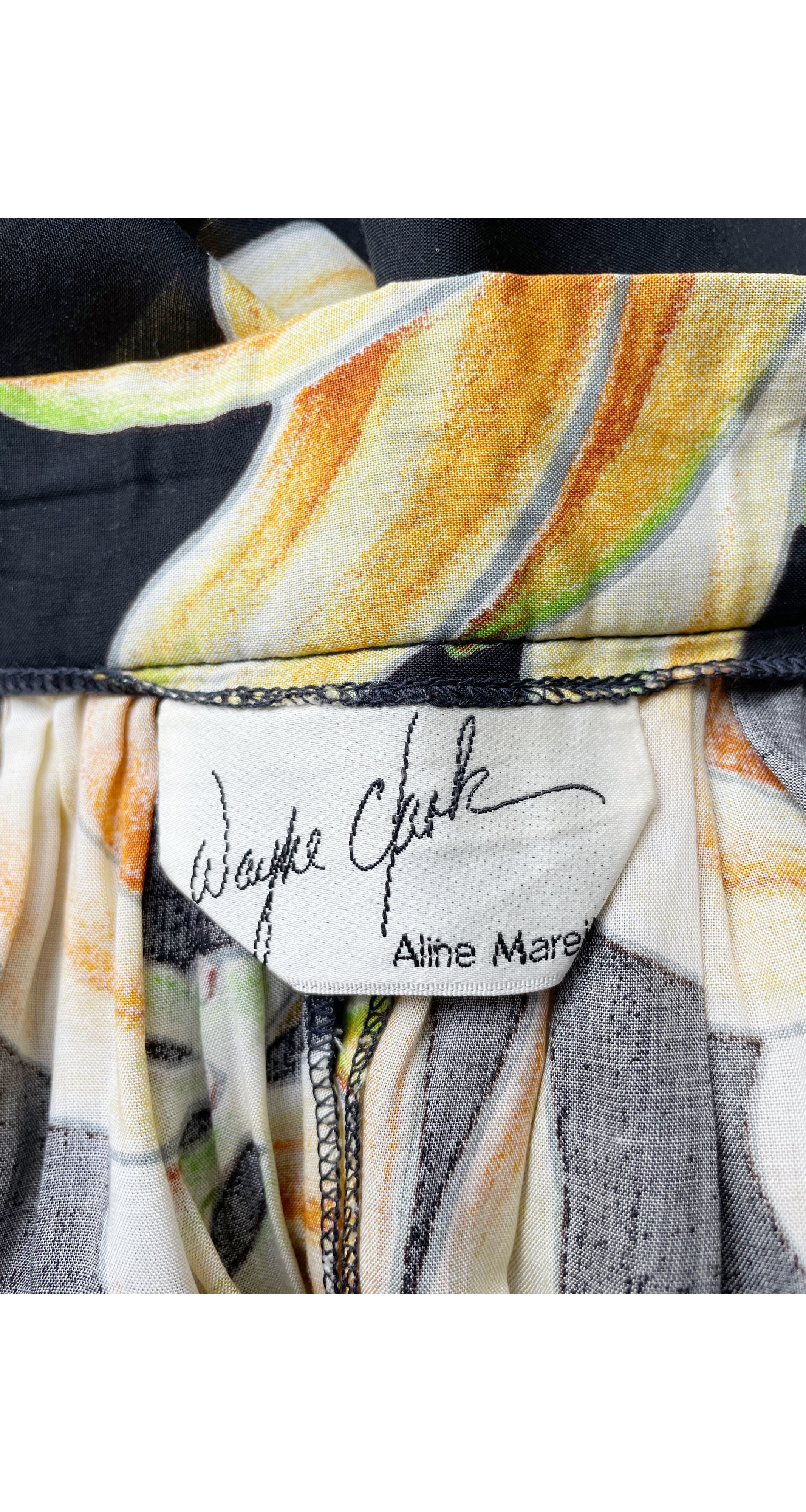 1980s Banana Novelty Print Black Tapered Pants