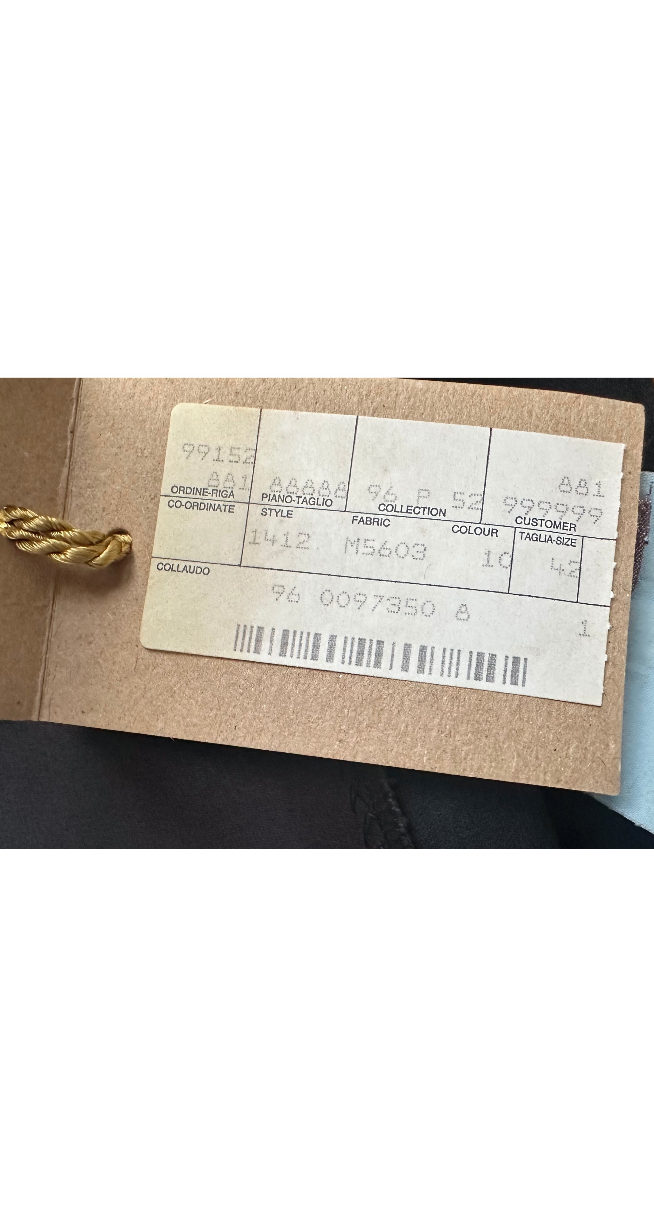 1996 S/S NWT Black Satin Hook Finger Long Opera Gloves