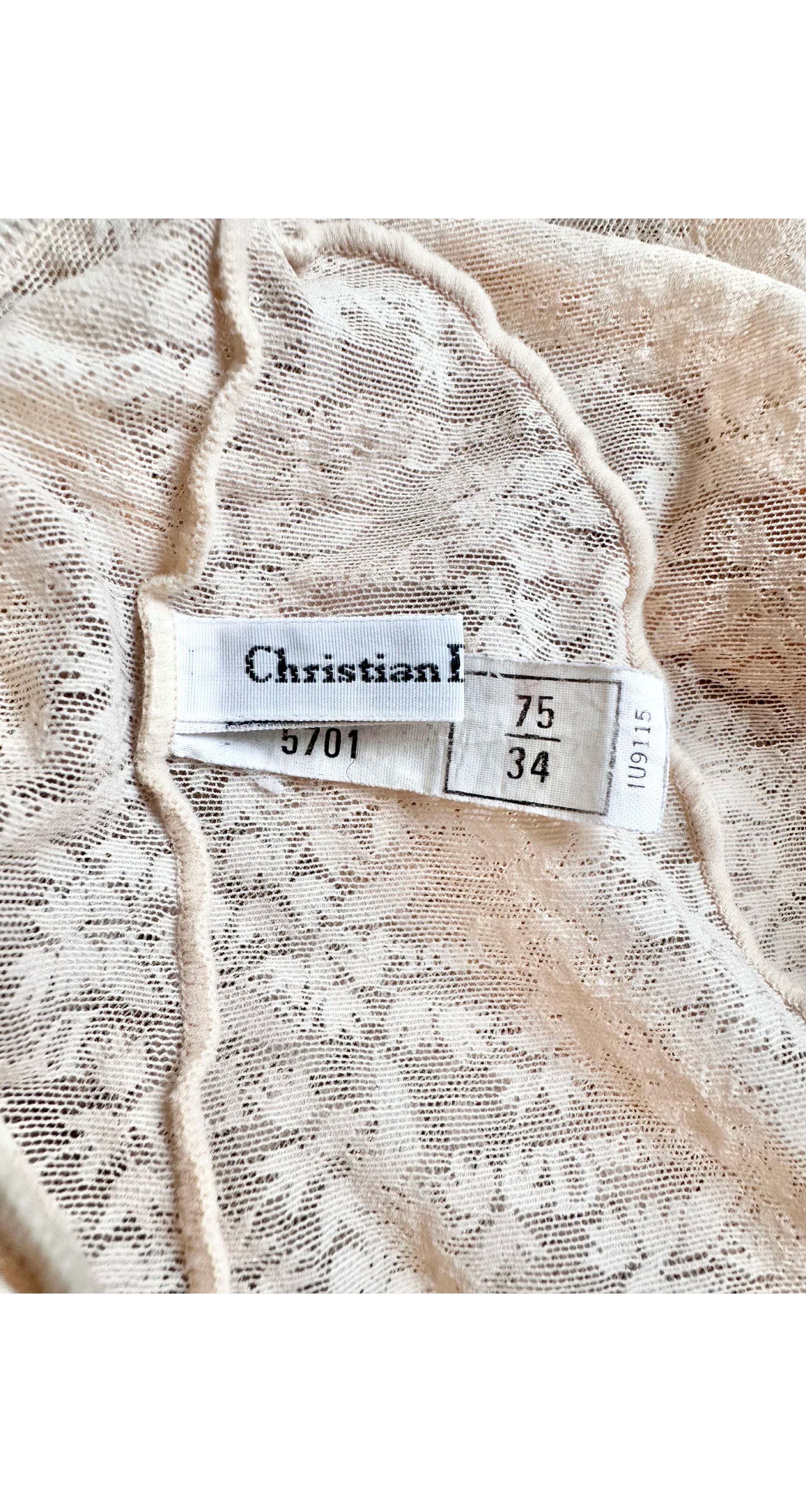 1990s Peach Floral Monogram Lace Lingerie Bodysuit