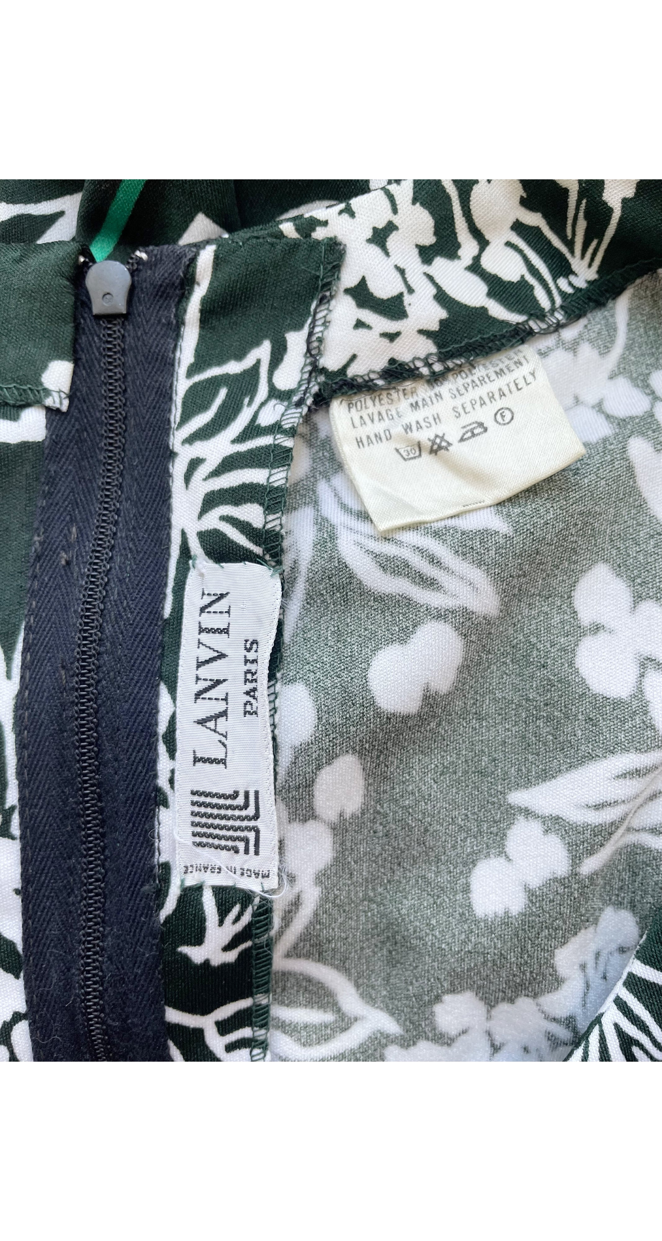 1970s Striped Floral Green Jersey Maxi Dress