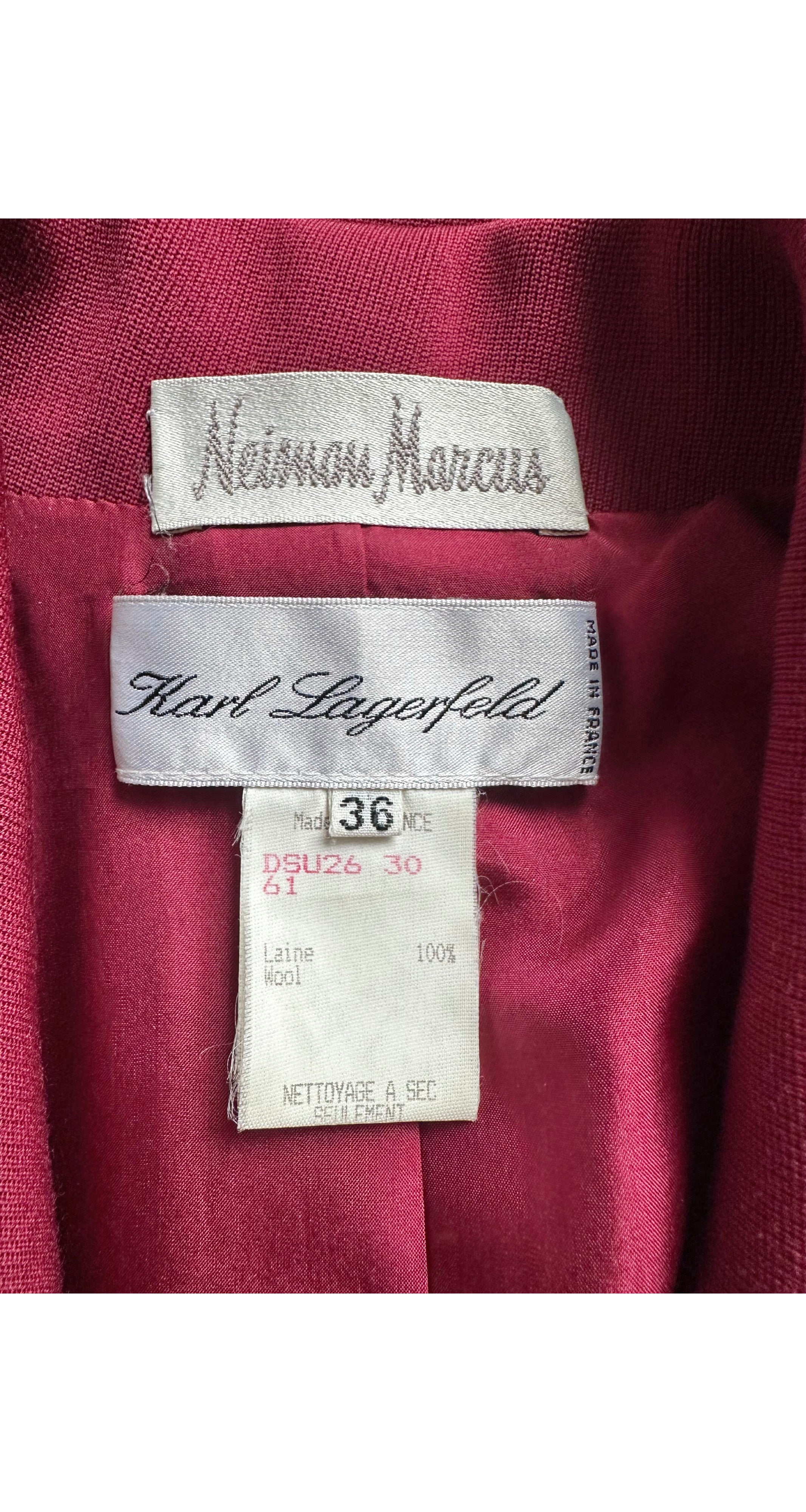 1992-93 F/W Burgundy Gabardine Pointed Lapel Blazer