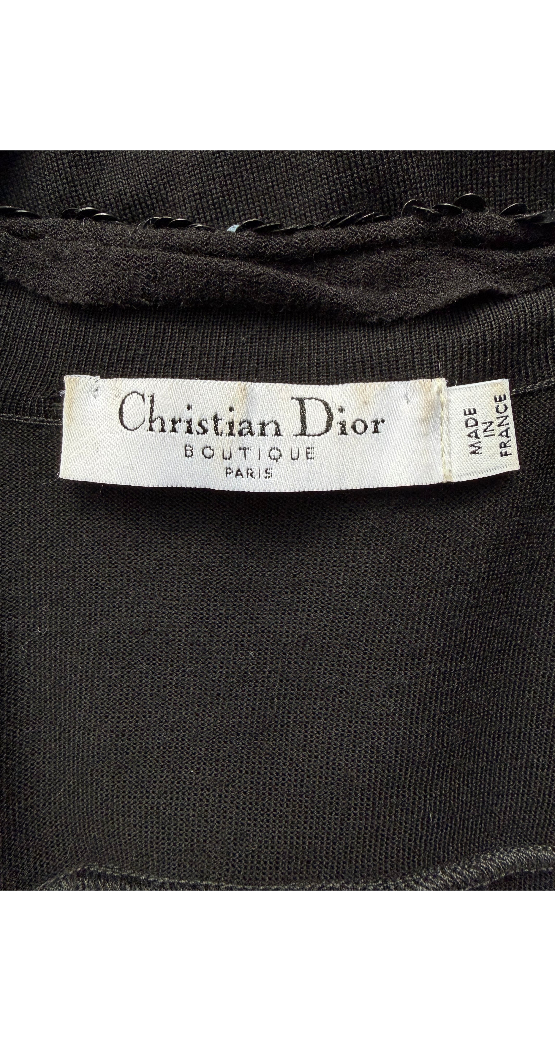 2006 Sequin Black Wool Knit Asymmetrical Cardigan