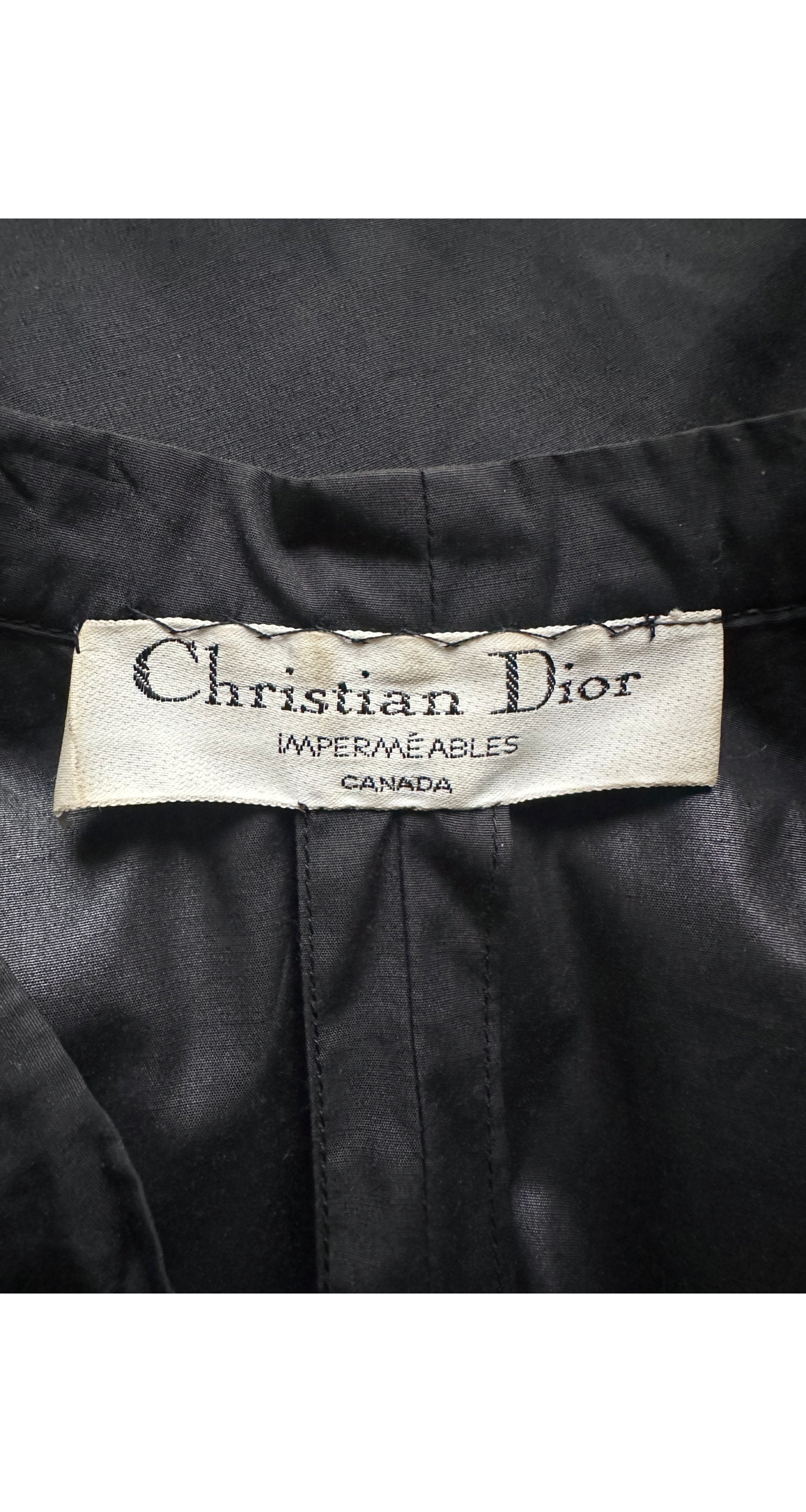 1980s Black Pleated Lightweight Swing Raincoat